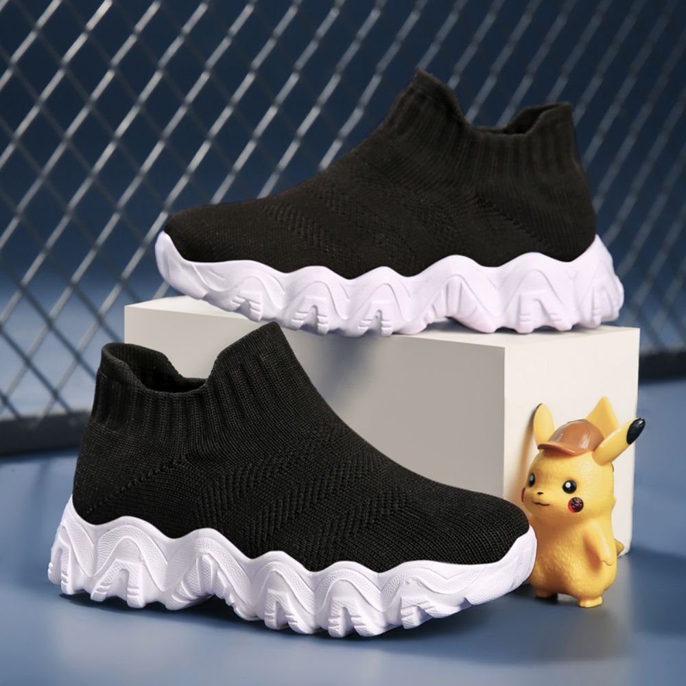 HUSKSWARE Sneaker (Slip On elastischem Mesh ultraleichter) und Schuhe Socken aus Schwarz Material