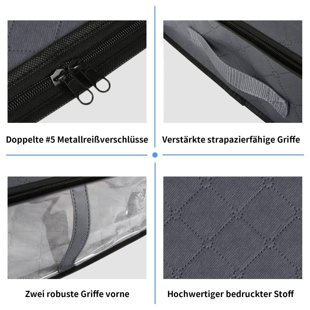HUGERSTONE Aufbewahrungstasche 4 Stück Unterbett Aufbewahrungsbox, Faltbare Kleidung Aufbewahrung (Set, 4-tlg., 40 L / 75 L), groß Aufbewahrungstasche für Bettd – Bild 5 von 5