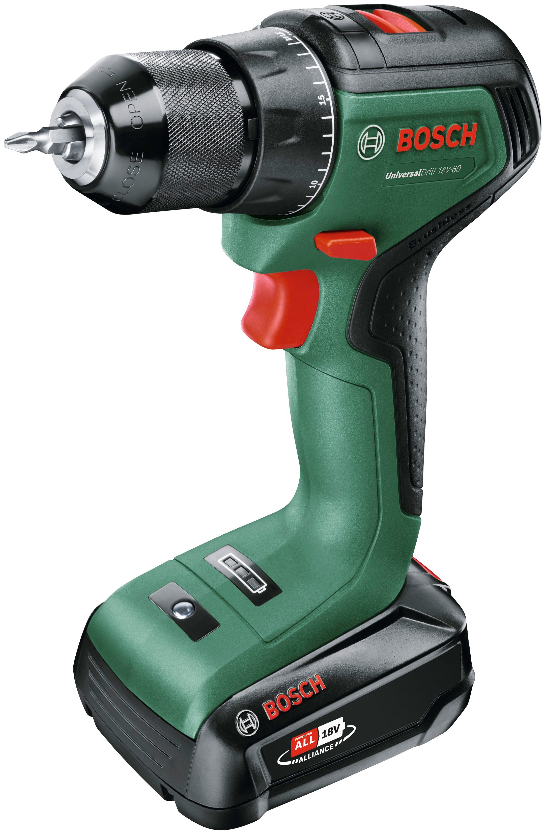 Bosch Home & Garden Akku-Bohrschrauber UniversalDrill 18V-60, Inkl. Koffer, mit Akku 18V/2Ah und Ladegerät