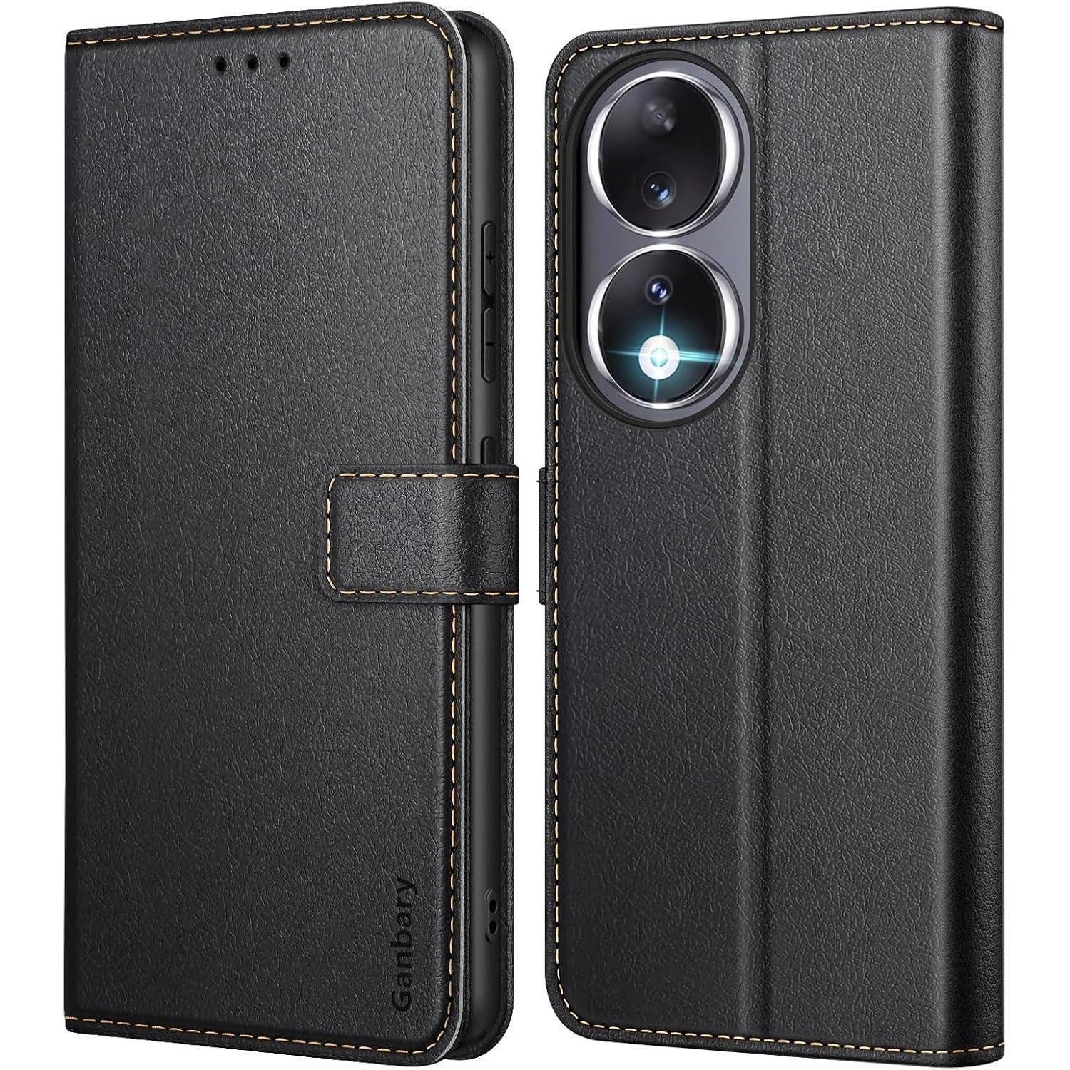 LuxusKollektion Flip Case Handyhülle Honor 90 Klapphülle Schwarz Standfunktion in Lederoptik