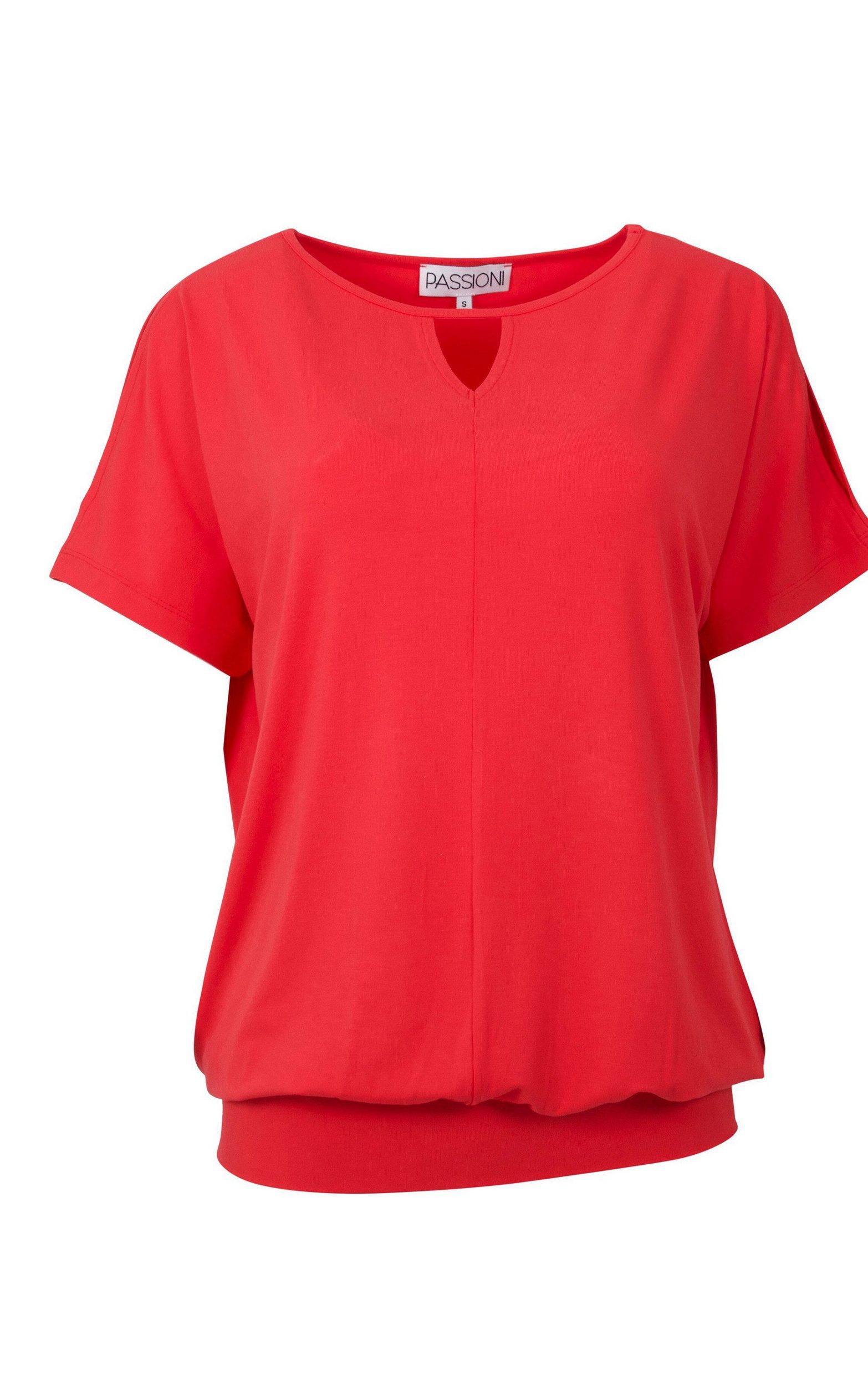 T-Shirt in Coral, mit Schlitzöffnungen am Ausschnitt und Ärmeln