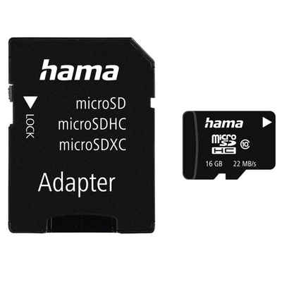 Hama microSDHC 16GB Class 10 22MB/s + Adapter / Mobile Speicherkarte (16 GB, Class 10, 22 MB/s Lesegeschwindigkeit)
