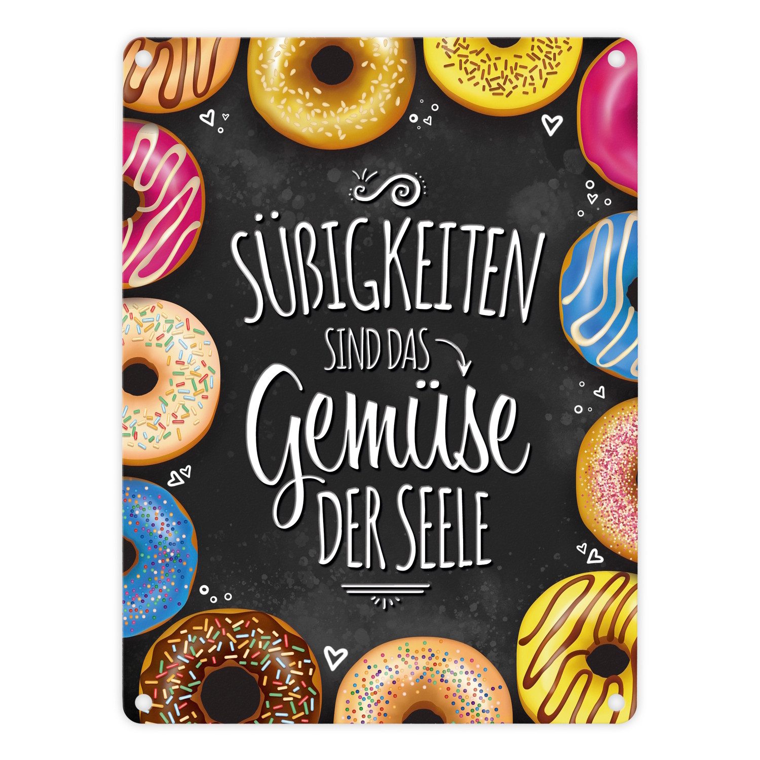 speecheese Metallschild Metallschild mit Donut Motiv und Spruch: Süßigkeite günstig online kaufen