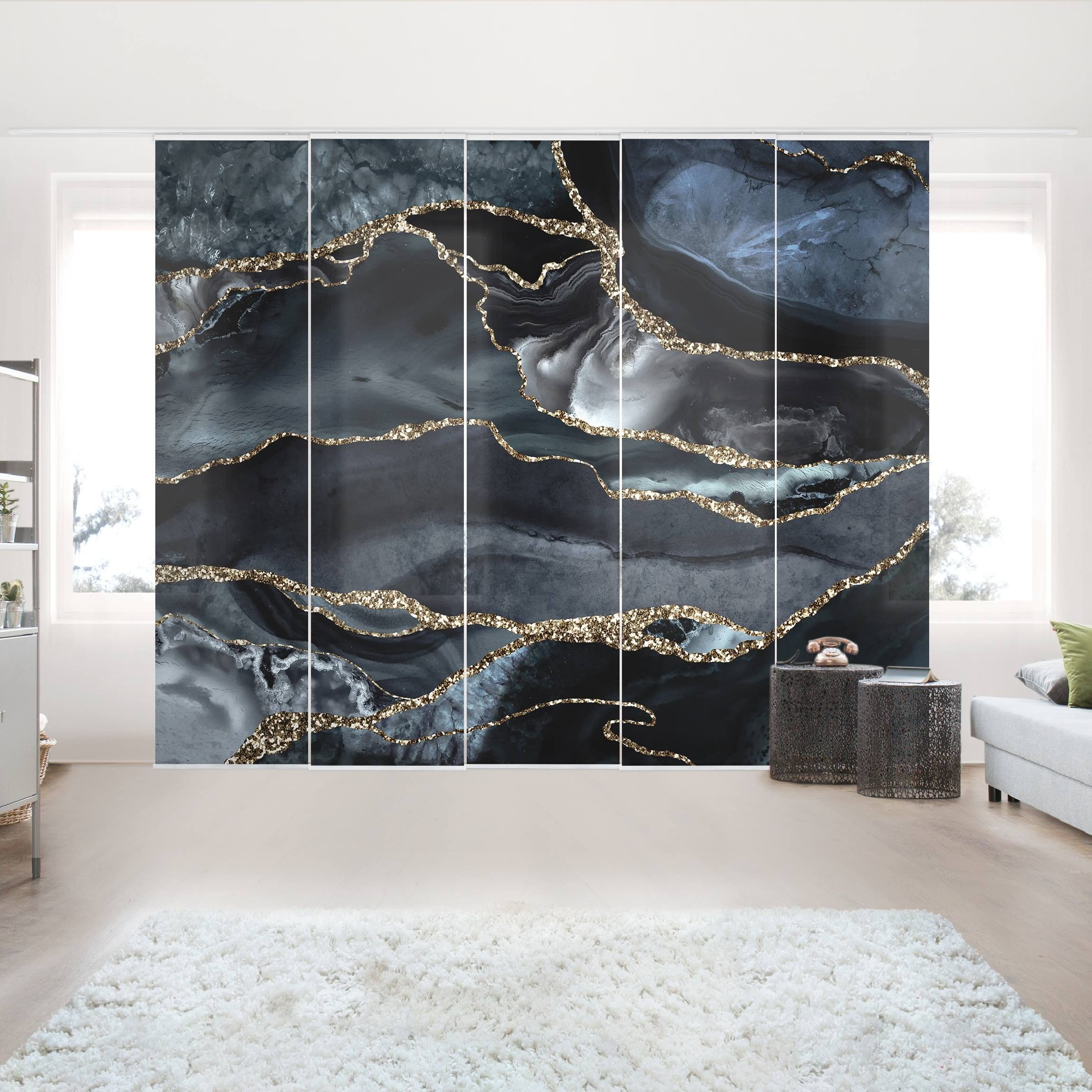 Bilderdepot24 Schiebegardine modern Flächenvorhang blickdicht Schwarz günstig online kaufen