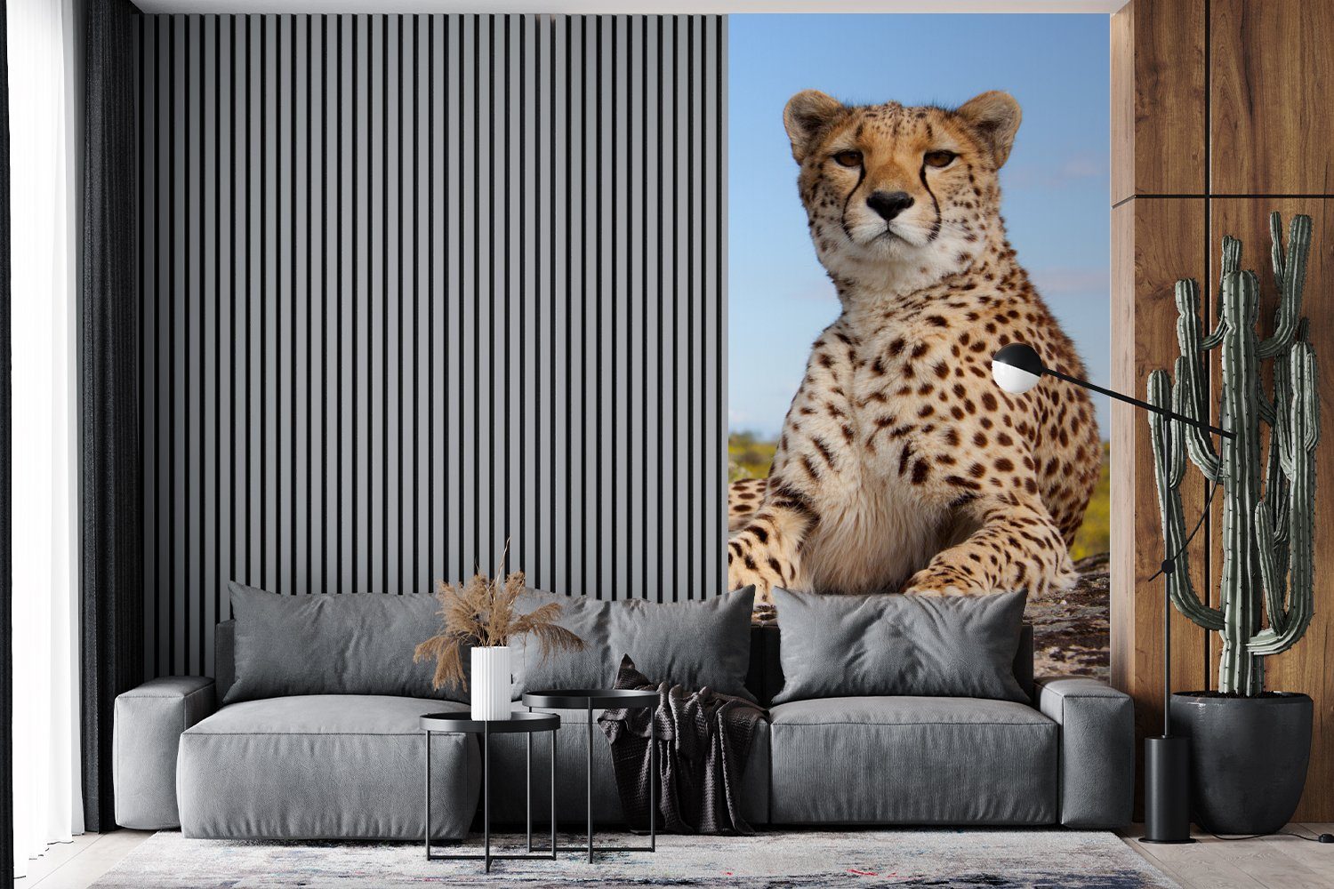 MuchoWow Fototapete - - für Fototapete St), Vliestapete Schlafzimmer Leopard Wohnzimmer (2 Natur, Tiere Matt, Küche, bedruckt,