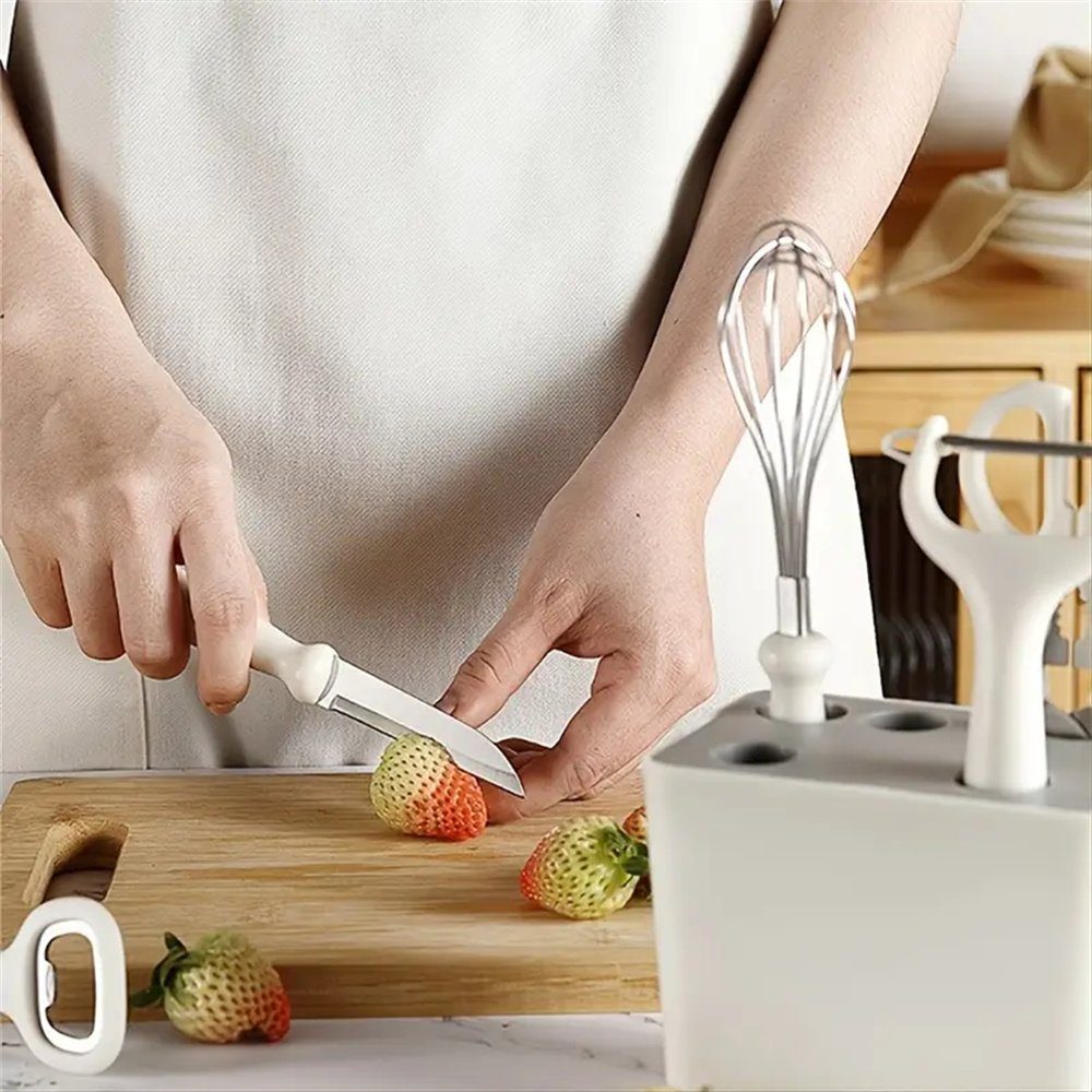 mit Obstmesser-Kombination Kochbesteck-Set TUABUR Aufbewahrungsregal, Küchenhelfer-Set
