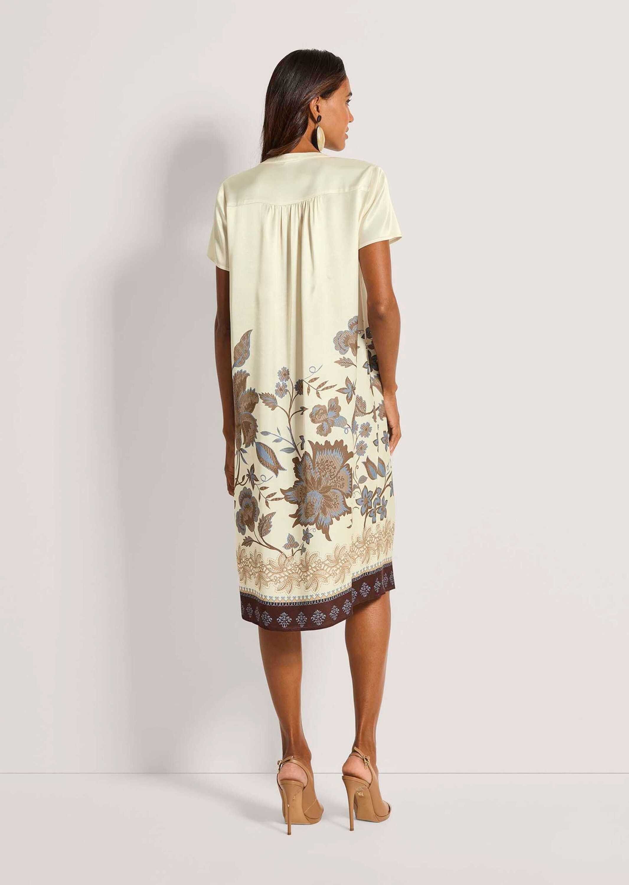MADELEINE Druckkleid Viskosekleid mit floralem Muster Blumenkleid mit Rundhals und V-Schlitz, Kurzarm und Knielänge