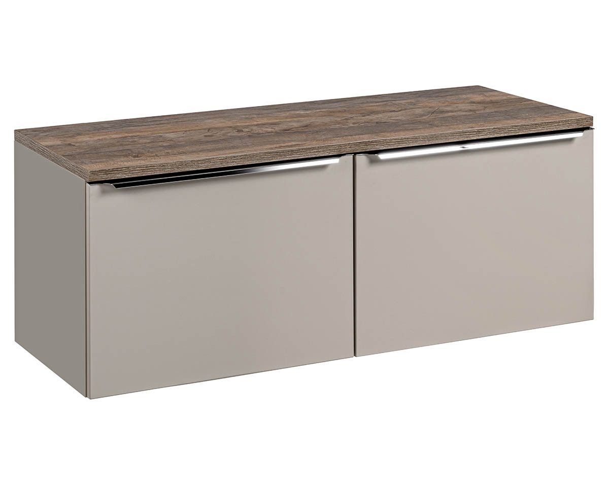einfachgutemoebel Waschtisch-Set Badezimmer Doppel-Waschplatz TRUFFEAU 120cm Unterbau, Trüffel-Eiche, (Badmöbel Set, 1-St., Waschtisch Unterschrank)