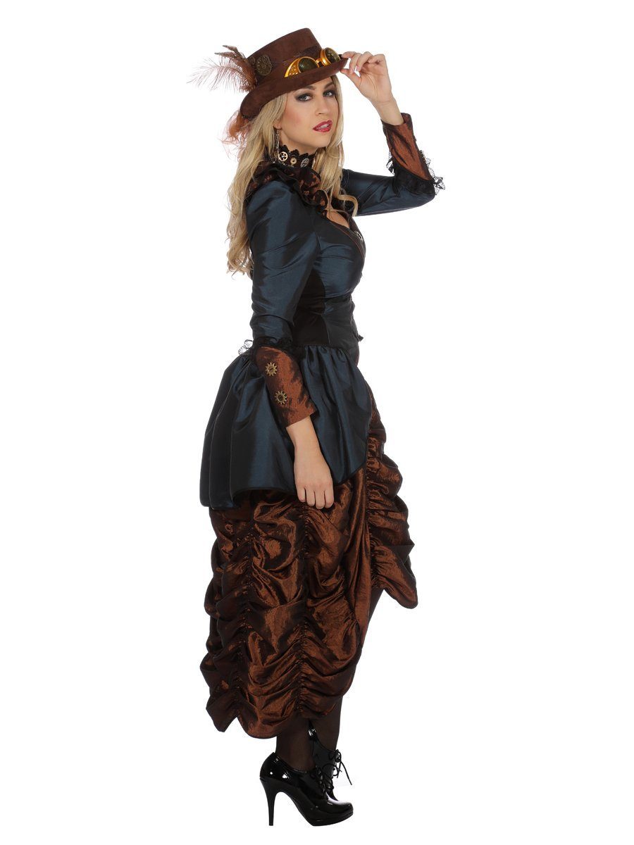 Metamorph Kostüm Steampunk Kleid Copper Blue - Fasching Kostüm Karn, Aufwendiges Kleid in Kupferfarben und Blau