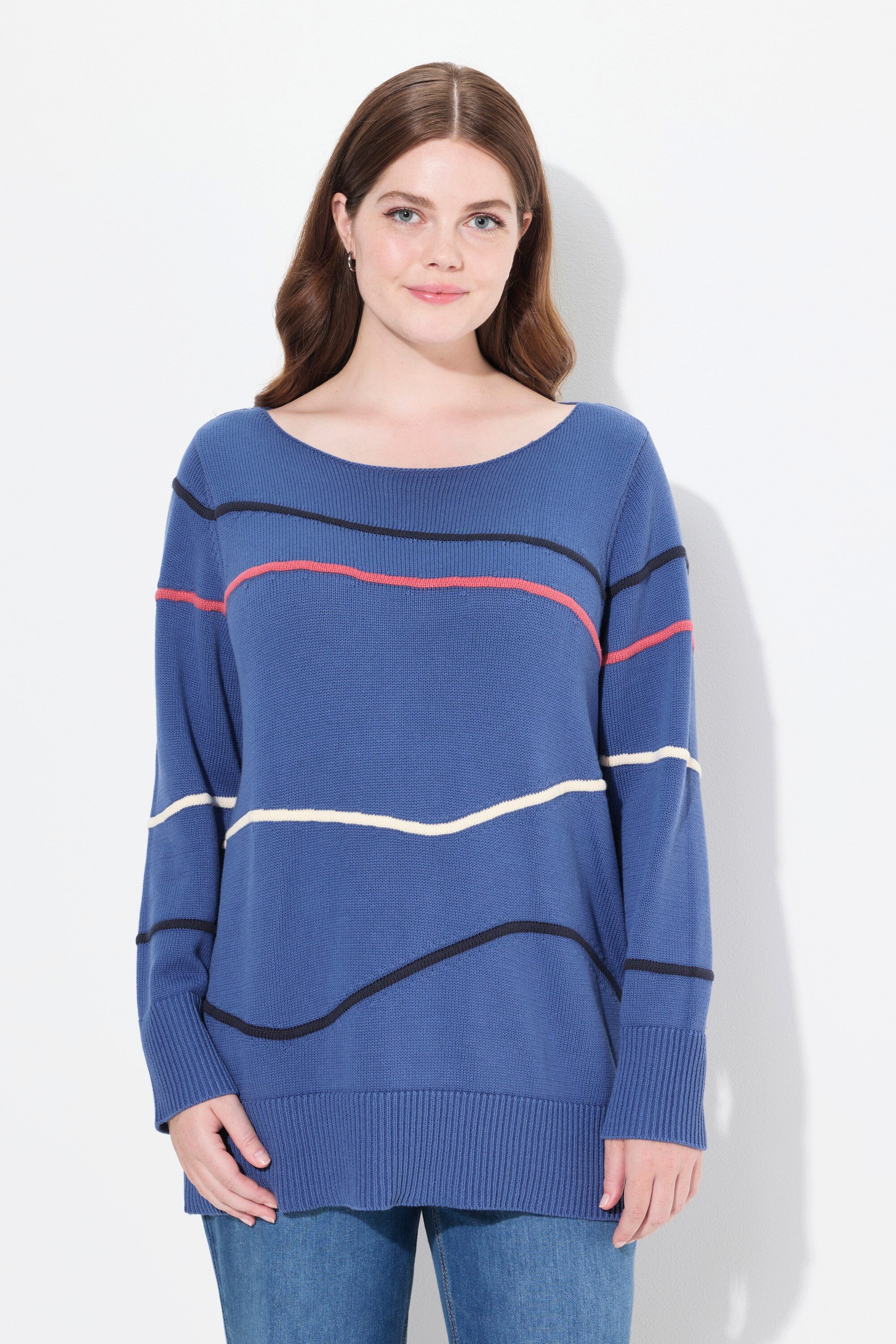 Ulla Popken Strickpullover Pullover U-Boot-Ausschnitt Langarm günstig online kaufen