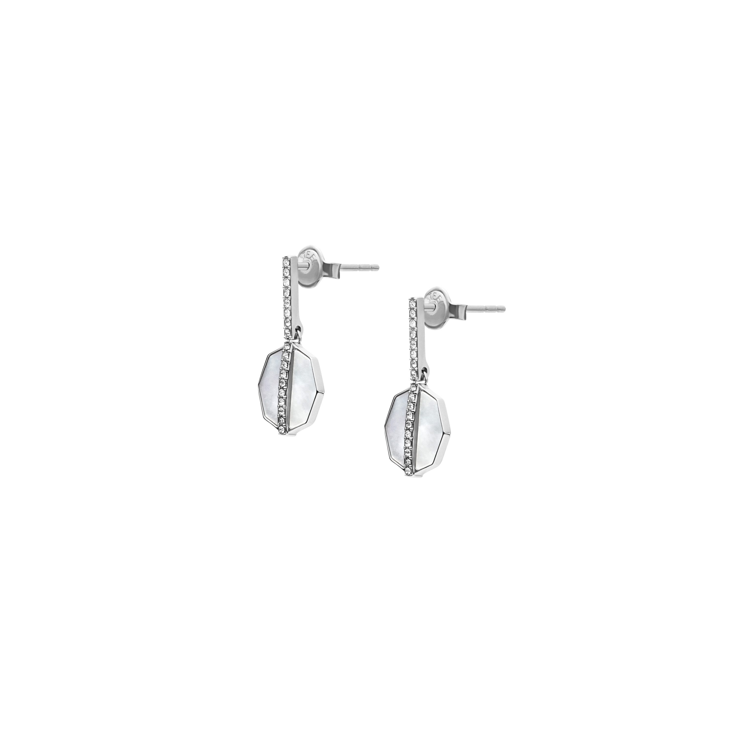 Fossil Paar Ohrstecker Schmuck Geschenk Edelstahl JEWELRY, mit Glasstein - mit Perlmutt