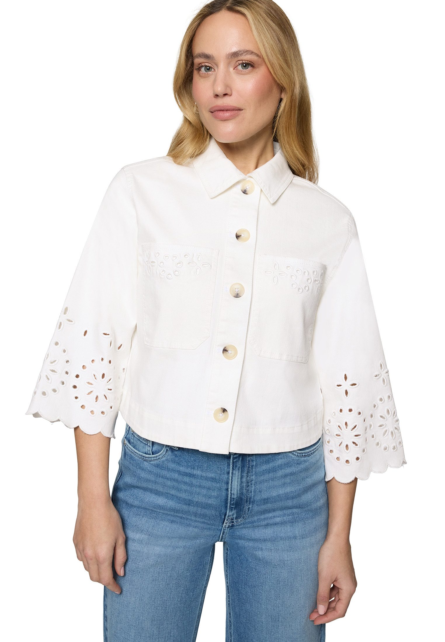 Zero Jackenblazer Damen mit Lochmuster Lochstickerei