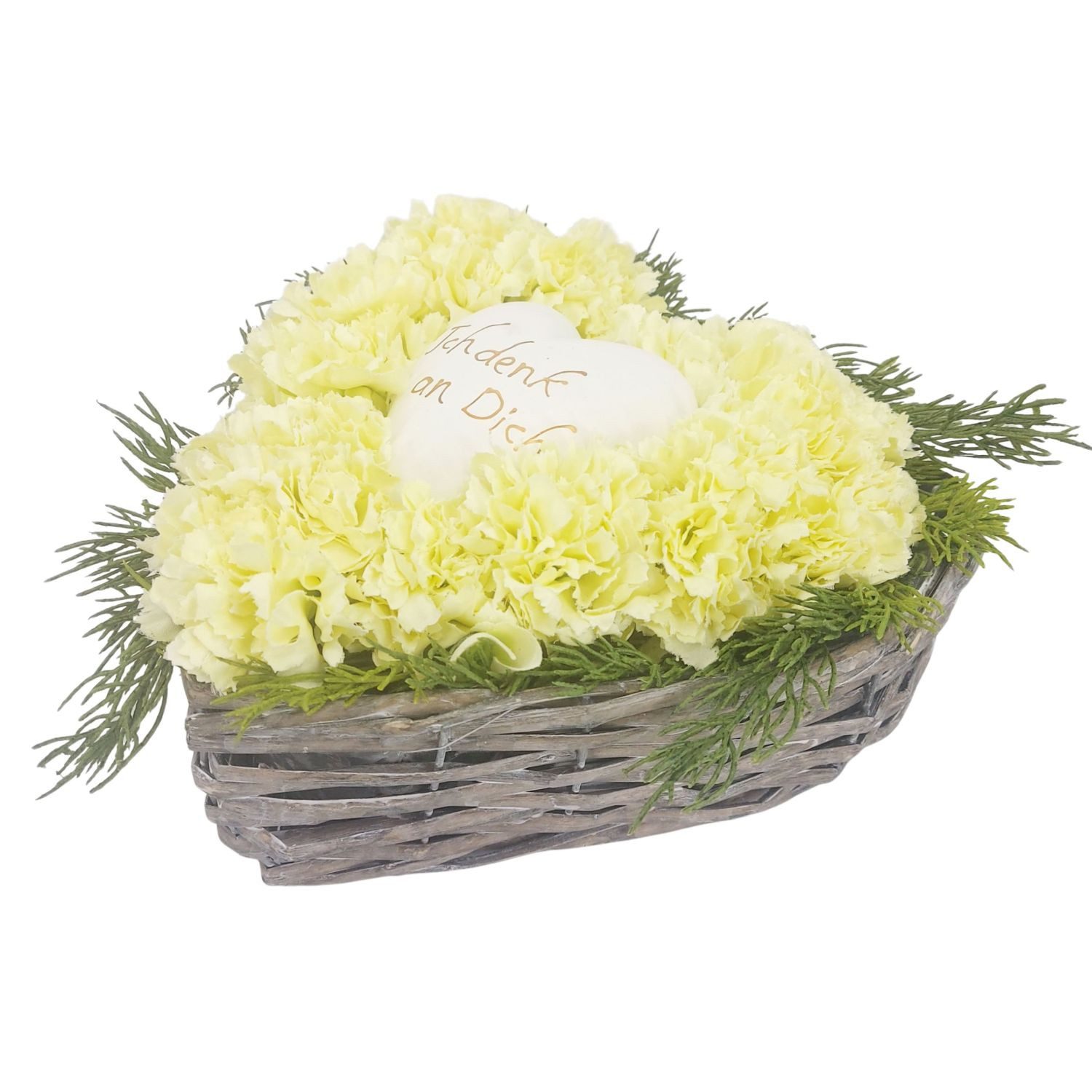 Gestecke Grabschmuck, CreaFlor Home, Höhe 13 cm, Wetterfest, Creme, Herz, H: 13cm