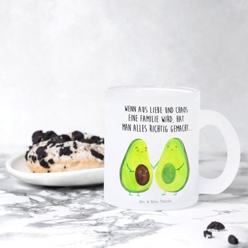 Mr. & Mrs. Panda Teeglas Avocado Pärchen - Transparent - Geschenk, Tasse, Teetasse, Veggie, Ki, Premium Glas, Liebevolle Gestaltung
