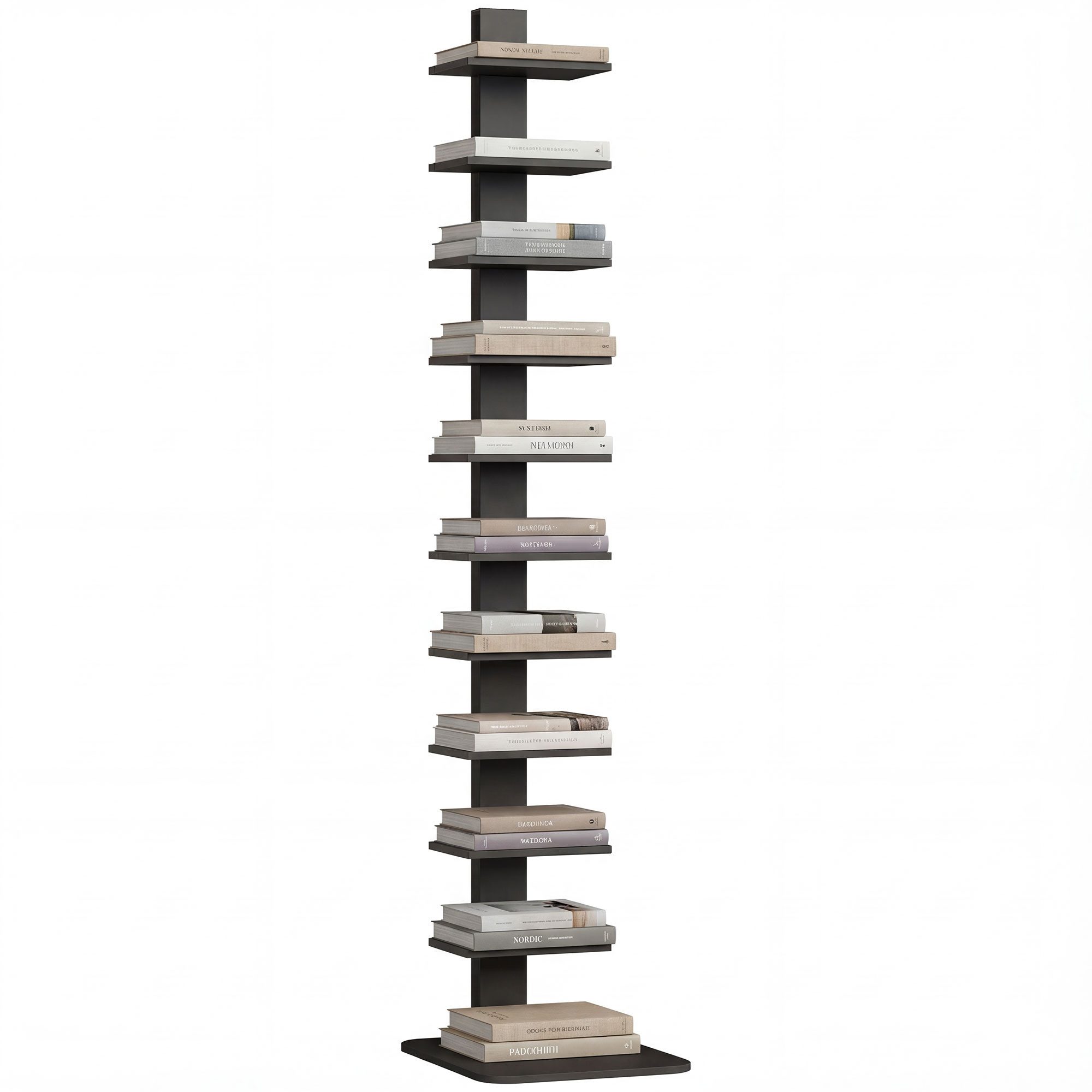 MC Star Bücherregal Modernes, 11-stöckiges Hochregal im Industrial-Stil, platzsparend, 34,5 x 41,5 x 163,5 cm, Schwarz