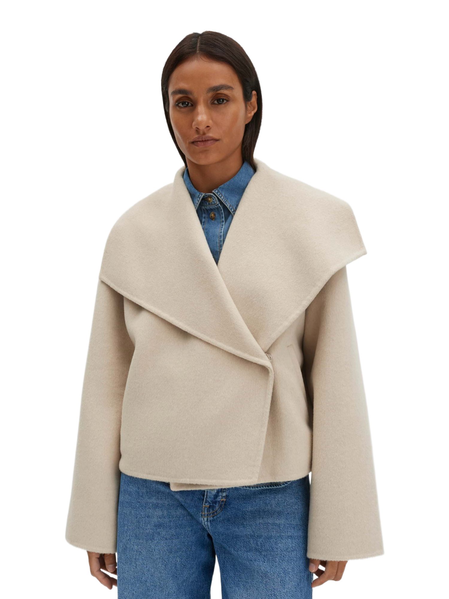 someday Jackenblazer natur,Casual,Wolle,Unifarben,Schalkragen,Lang,Weit – Bild 2 von 5