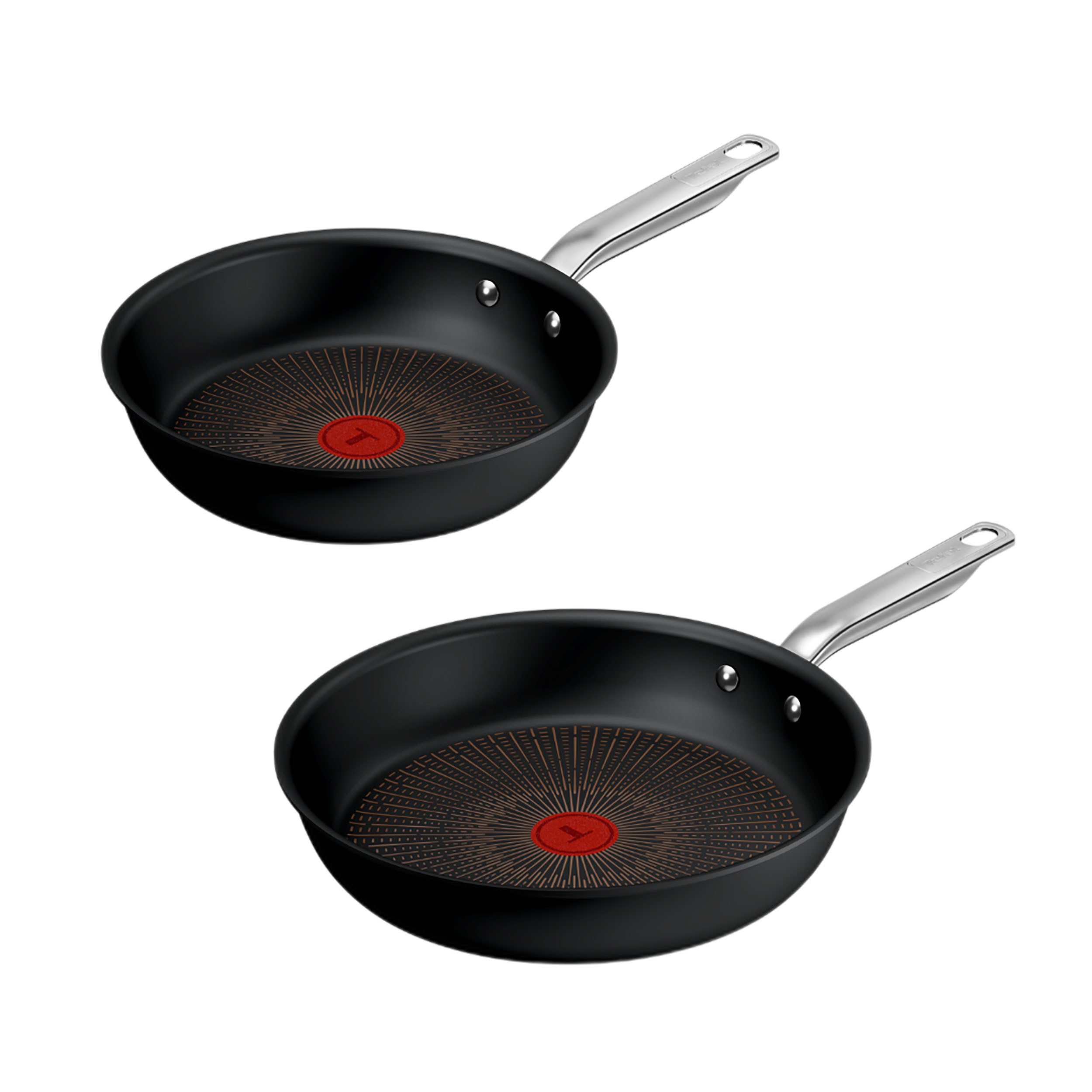 Tefal Pfannen-Set Experience Unbreakable, Aluminium (Set, 2-tlg., 2x Bratpfanne 24/28 cm), FusionCore Antihaftversiegelung, Induktion, Temperaturanzeiger