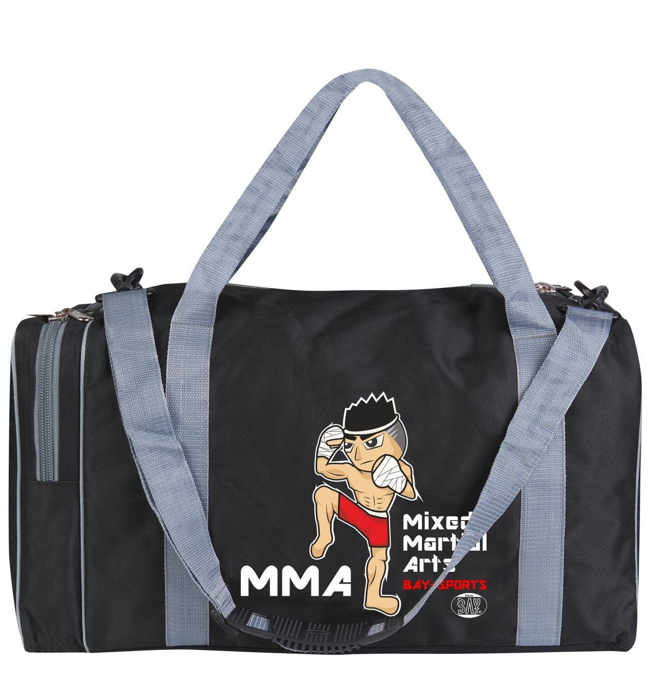 BAY-Sports Sporttasche Sporttasche für Kinder MMA Mixed Martial Arts schwarz/grau 50 cm