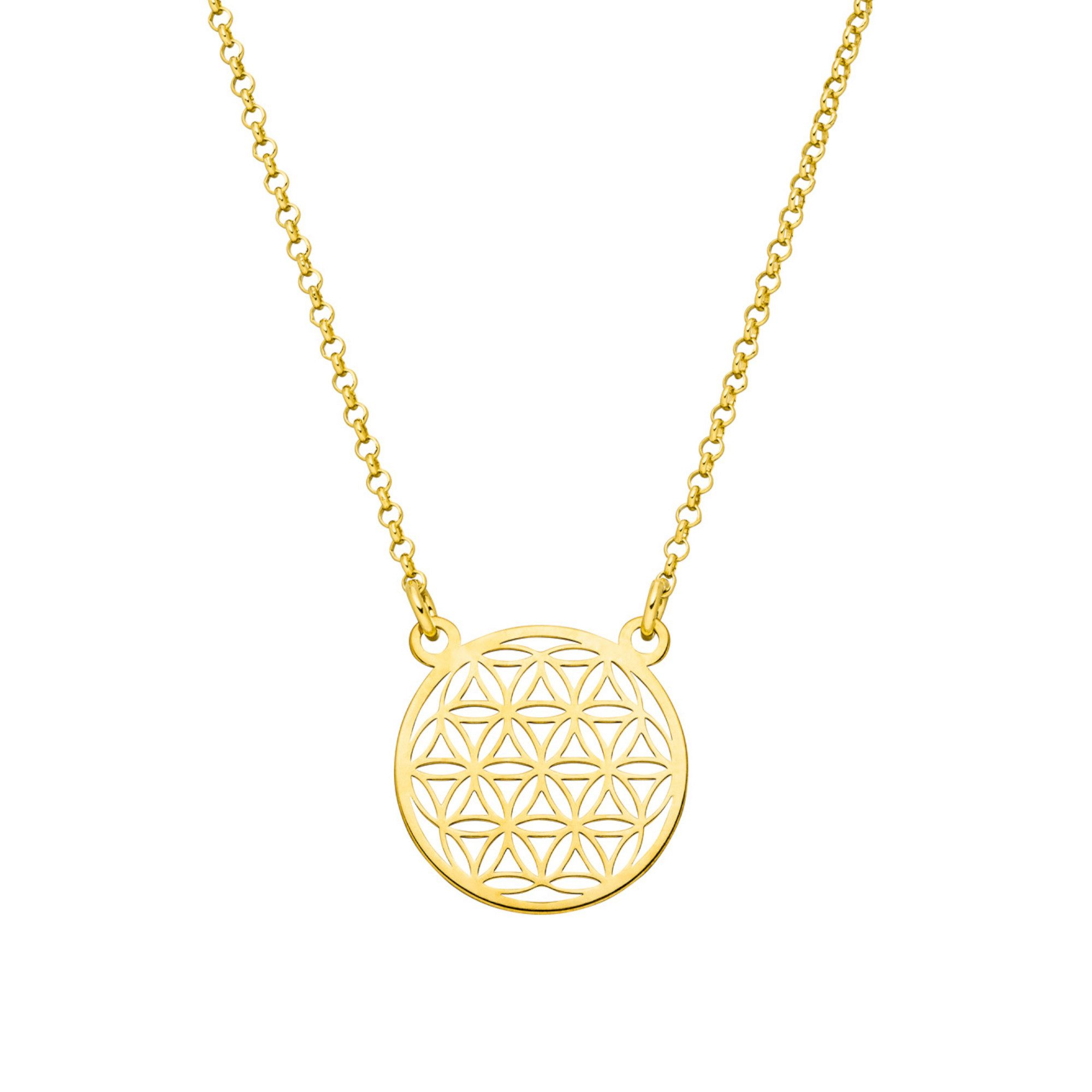 SCHOSCHON Kette mit Anhänger Blume des Lebens (Rollokette, Lebensblume Anhänger), filigran