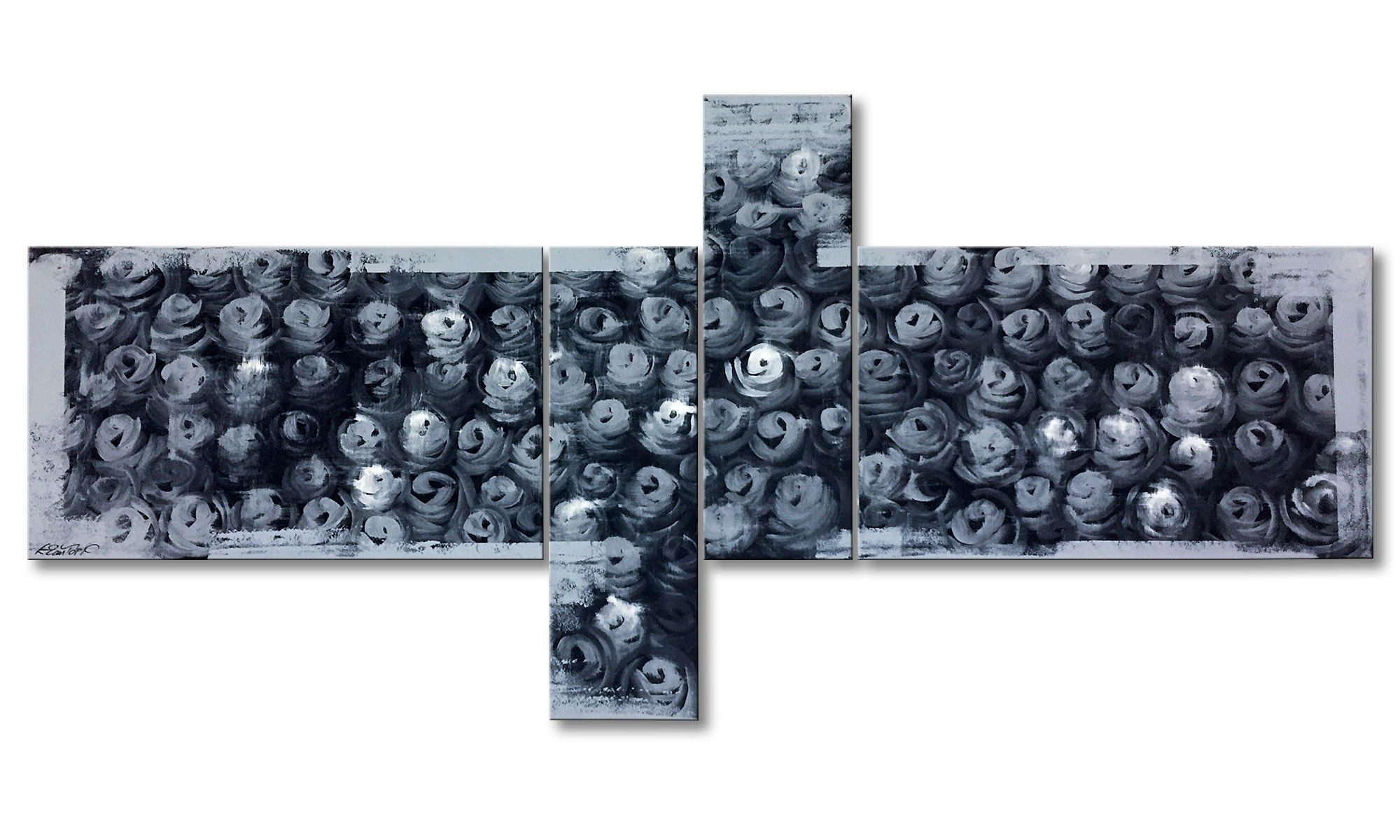WandbilderXXL XXL-Wandbild Night Roses 260 x 110 cm, Abstraktes Gemälde, handgemaltes Unikat