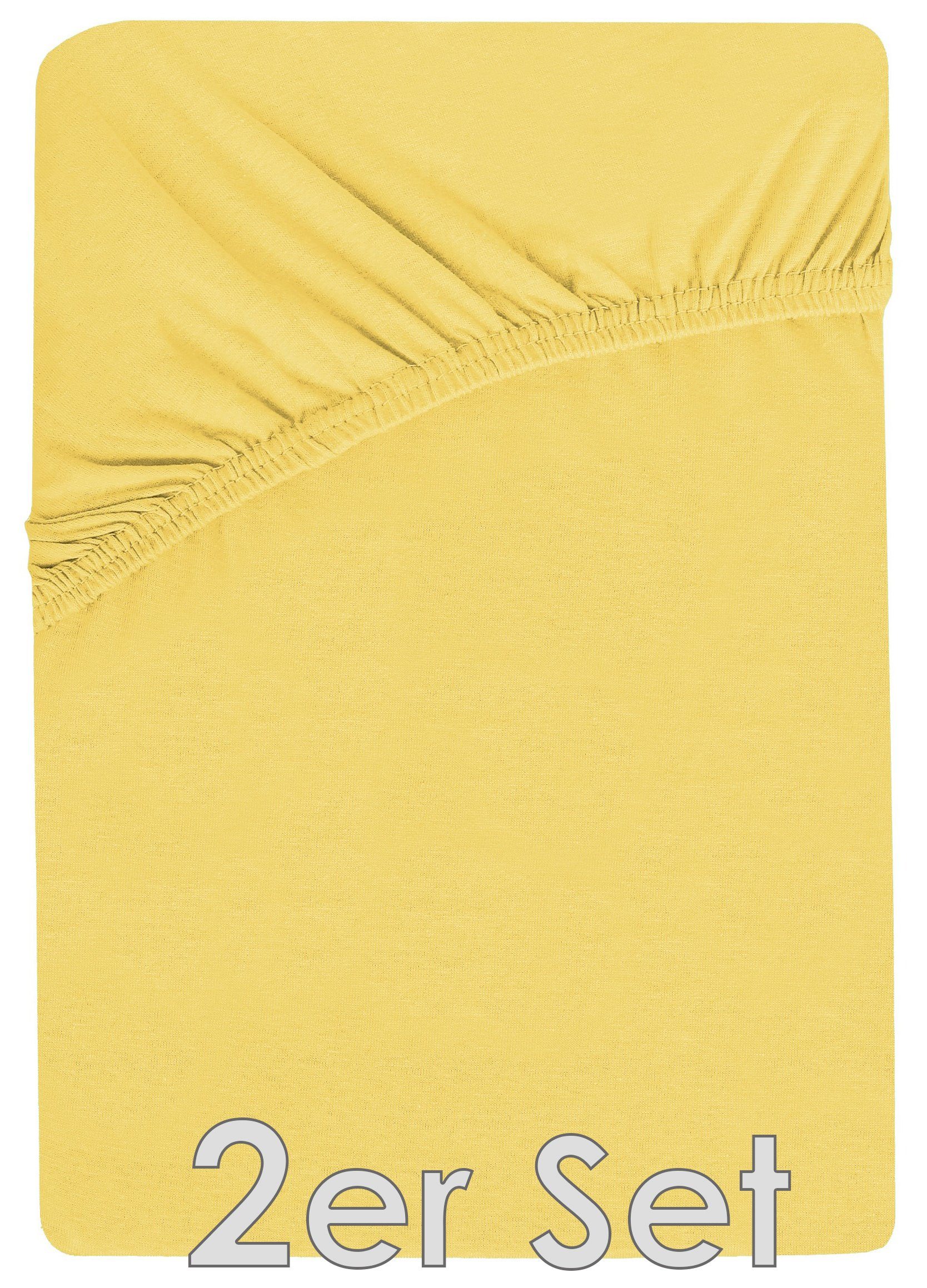 NatureMark Spannbettlaken Jersey Spannbetttuch, 100% Baumwolle, Gummizug: rundum, (2 Stück), Kinder Spannbetttuch, für Baby-/Kinderbett, 70x140 cm, Gelb – Bild 2 von 4