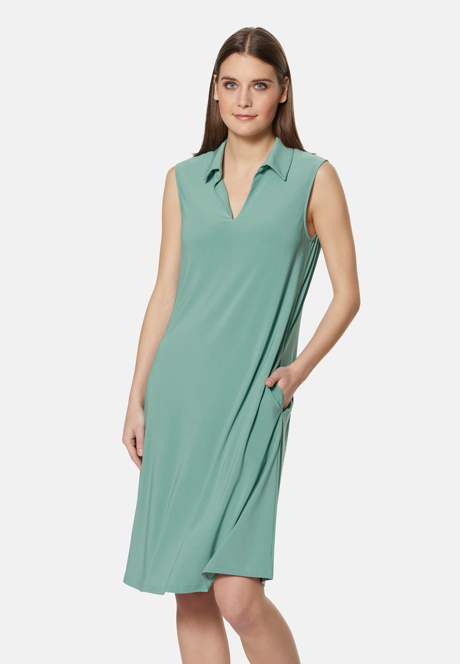 Midikleid Ärmelloses Kleid mit Hemdkragen