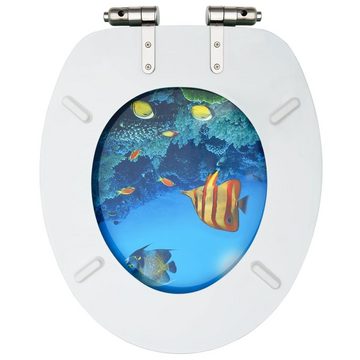 vidaXL WC-Sitz Toilettensitze mit Soft-Close-Deckel 2 Stk. MDF Tiefsee-Design (2-St)