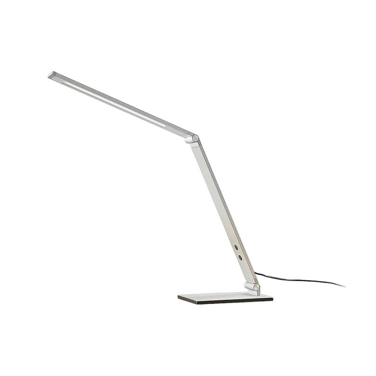 Lucande LED Schreibtischlampe Nicano, dimmbar, LED-Leuchtmittel fest verbaut, Farbwechsel warmweiß / tageslicht, Modern, Aluminium, alu gebürstet, 1 flammig, inkl.