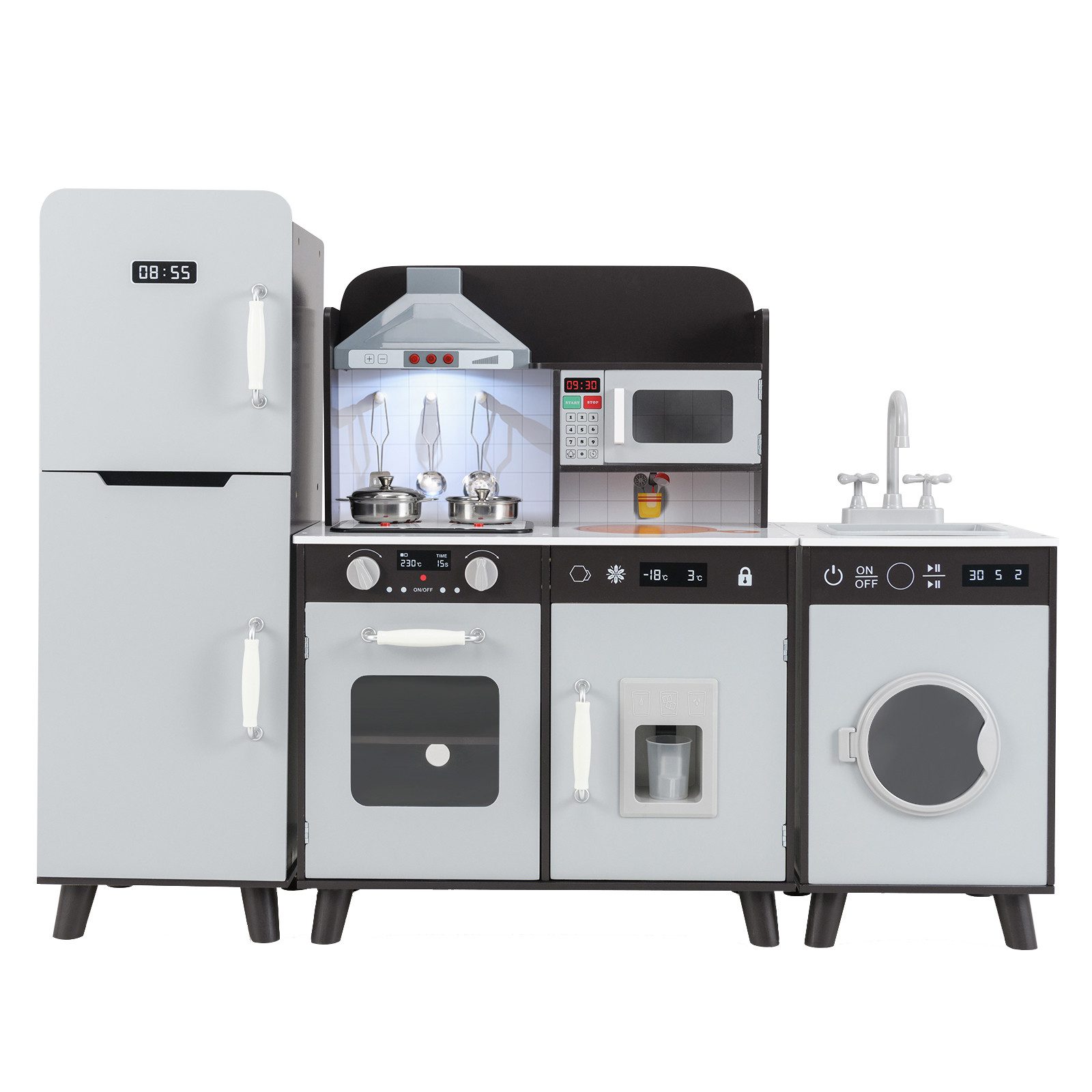 COSTWAY Spielküche, Kinderküche mit Herd, Licht, frei kombinierbar günstig online kaufen