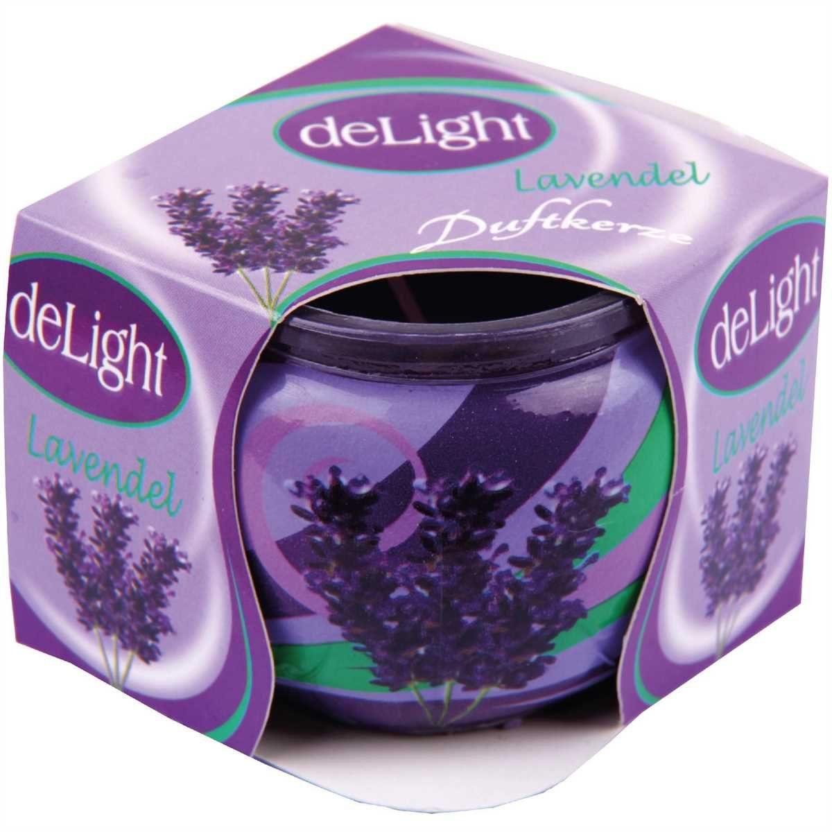 HS Candle Duftkerze im Glas (1-tlg), Lavendel, Duftnote floral & angenehm, Ø7x6cm, bis zu 22h Brenndauer