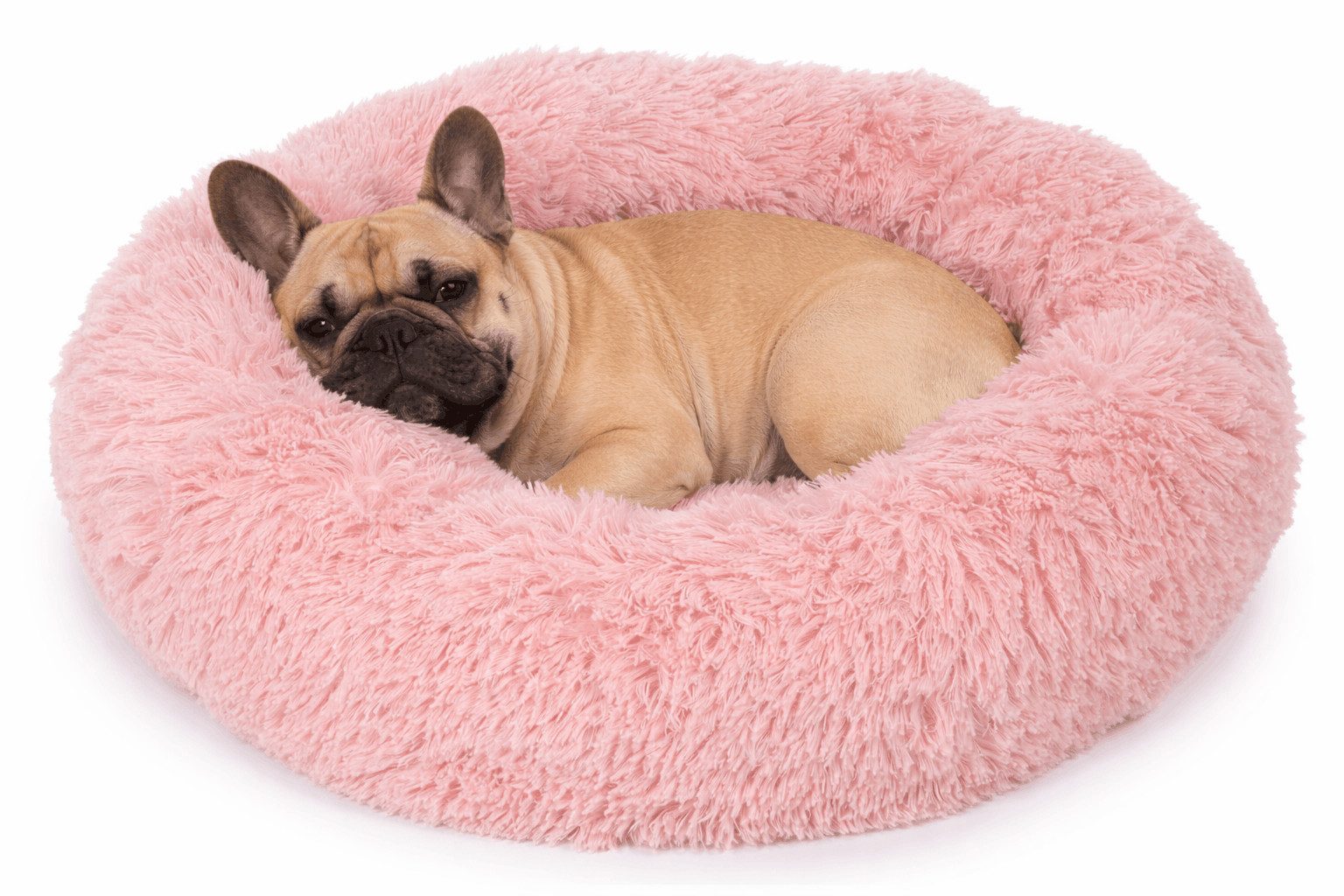 KomfortHome Tierbett Hundebett Katzenbett Donut 60cm Plüsch Shaggy Rutschfest Klein, Haustierbett Rund Flauschig Waschbar Katzen Kleine Hunde