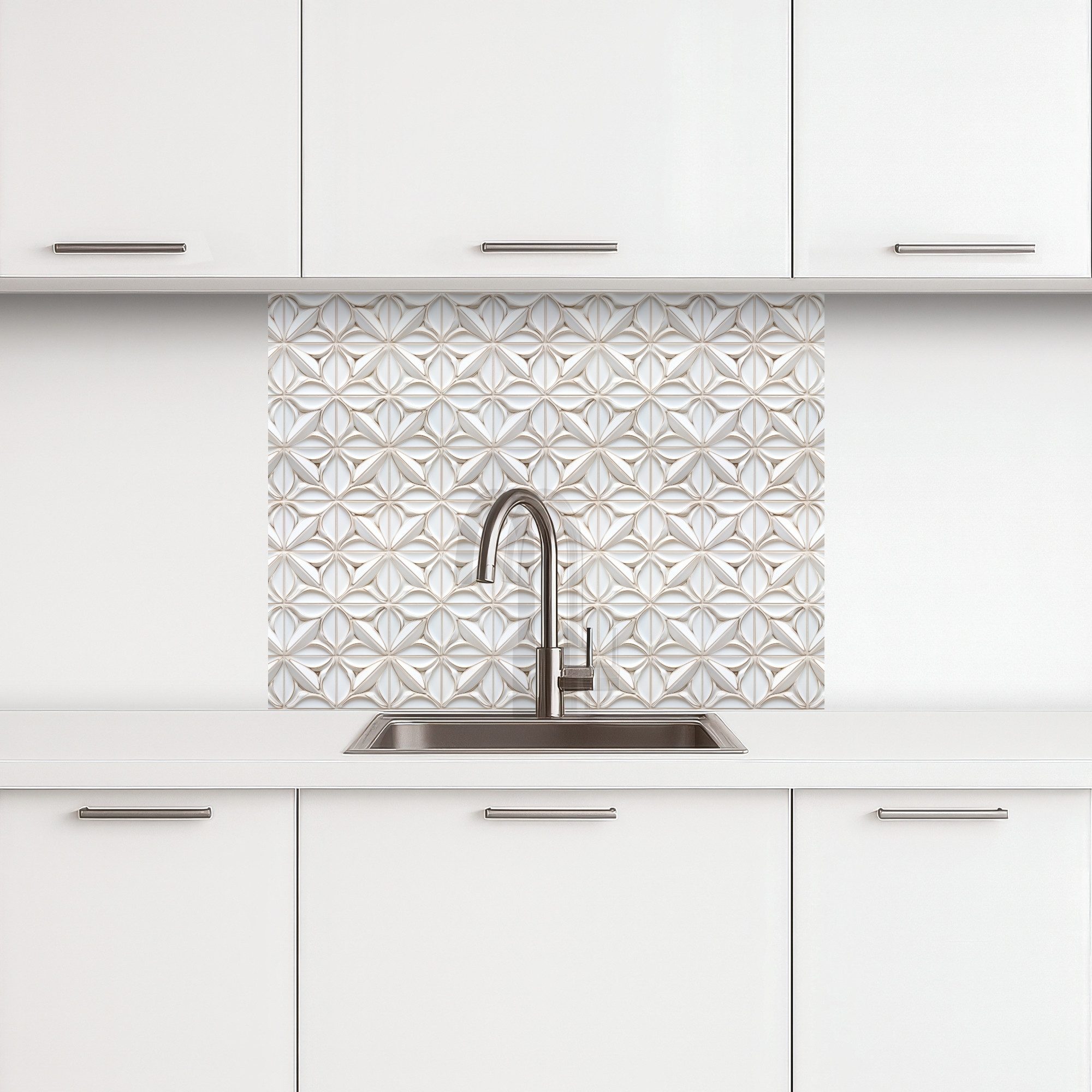 KitchenYeah Küchenrückwand selbstklebend 3D - Fliese - Blume - Relief - Wei günstig online kaufen