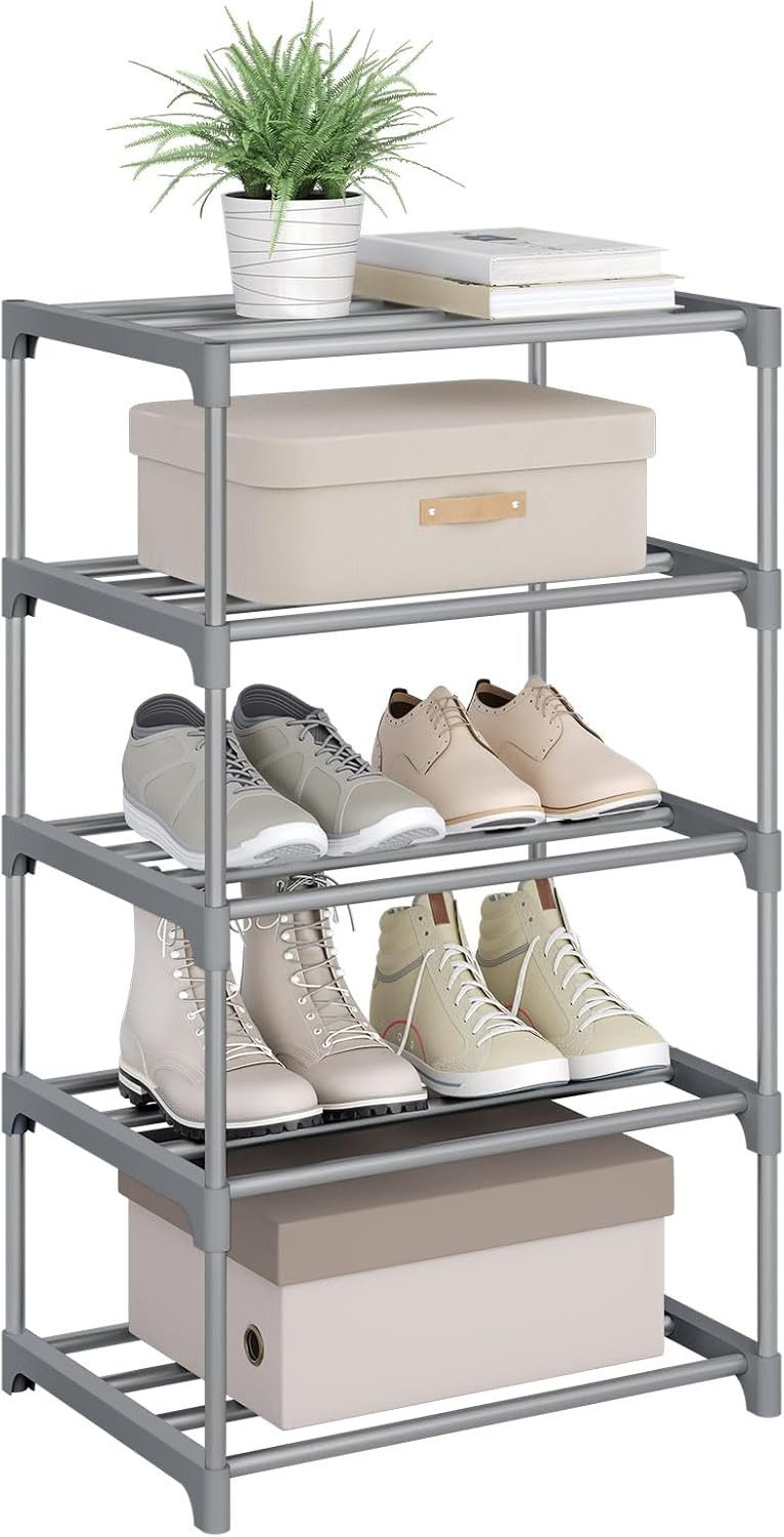 Woltu Schuhregal, offener Schuhschrank Metall. 5 Ebenen für 10 Paar Schuhe