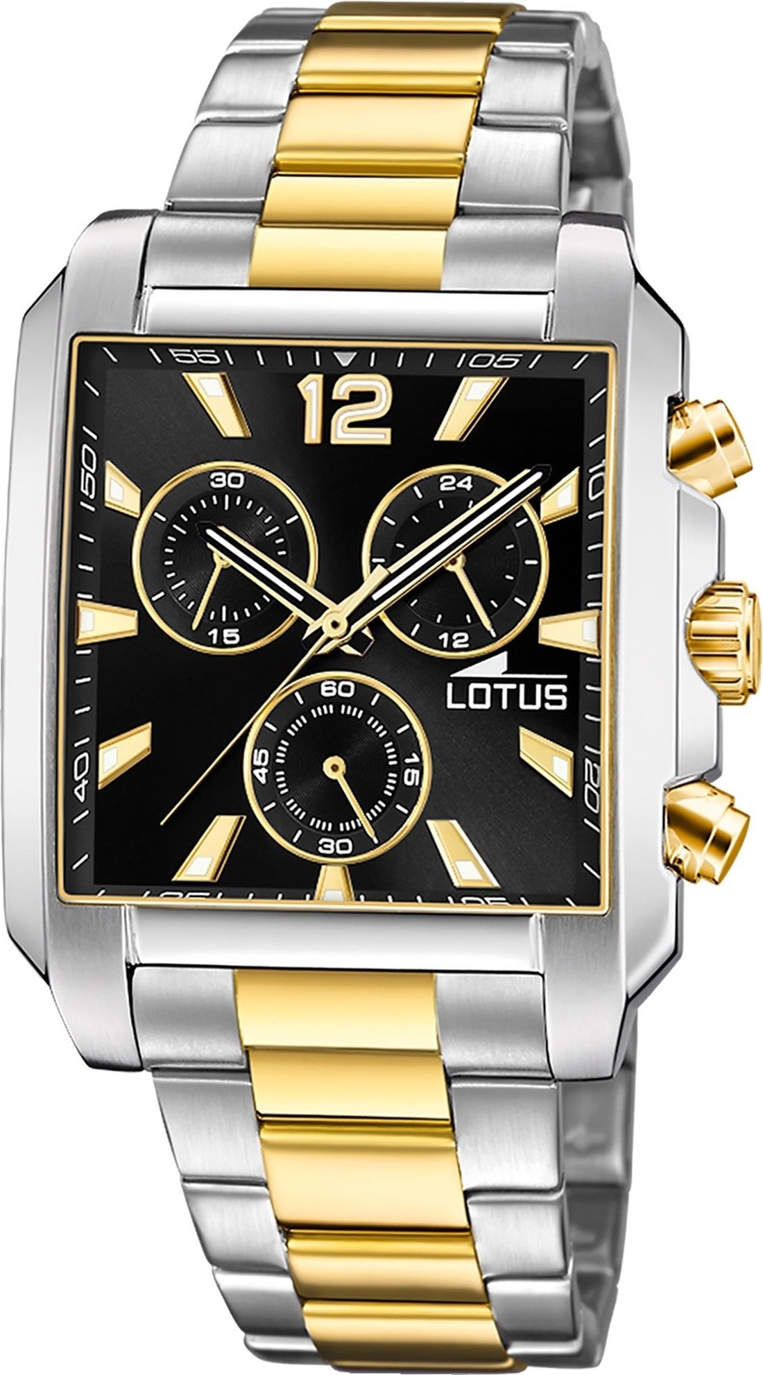 Lotus Chronograph Lotus Herrenuhr Edelstahl silbergold, (Chronograph), Herren Armbanduhr rechteckig, mittel (ca. 38mm), Edelstahl