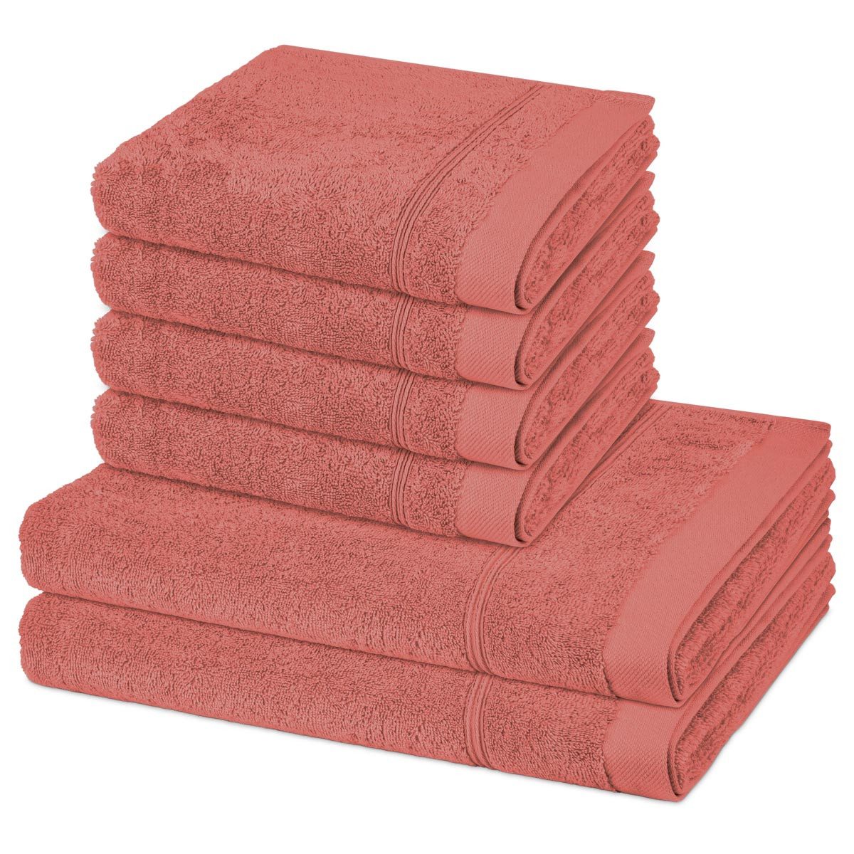 ROSS Handtuch Set Rubin, Walkfrottee (Spar-Set, 6-St), 4 X Handtuch 2 X Duschtuch im Set - Baumwolle - Saugstark