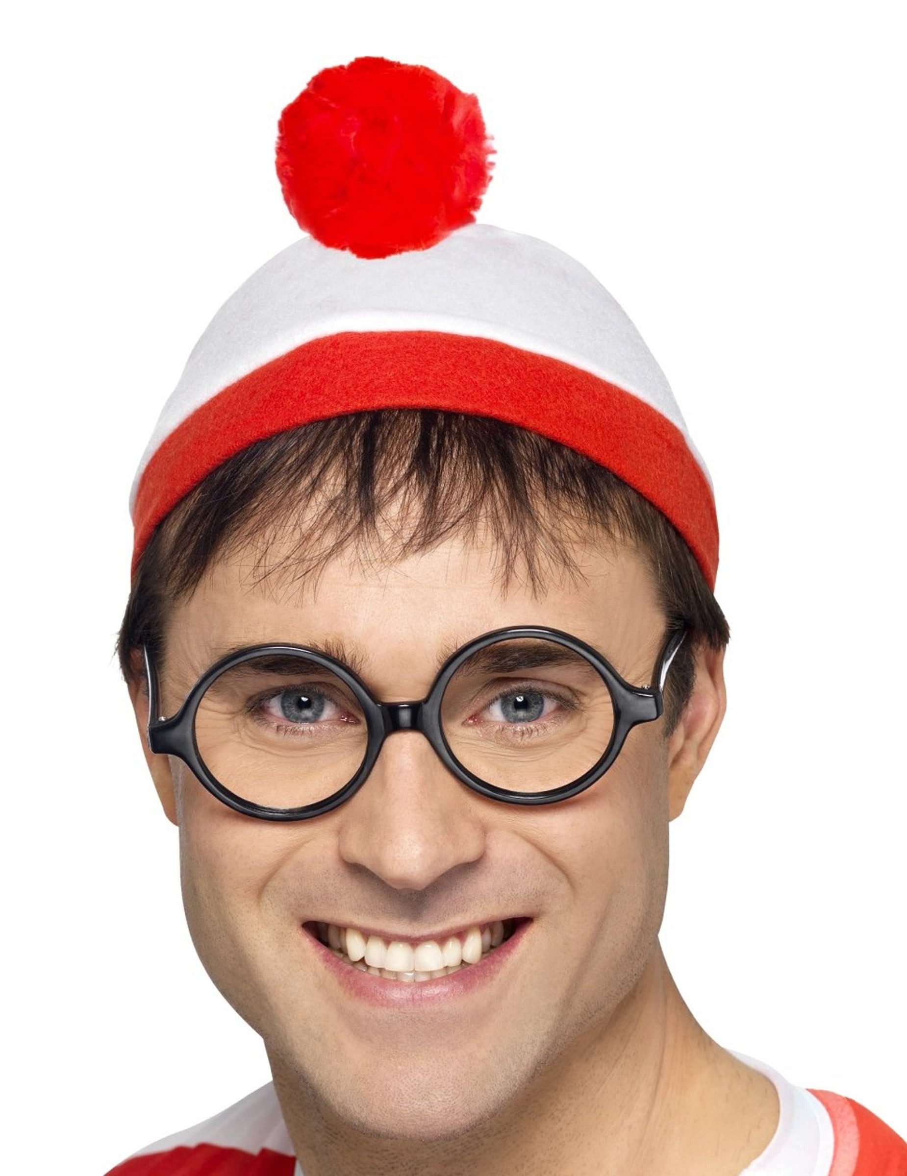 Rubies Niederlande b.v. Kostüm Mütze mit Brille wo ist Walter Kostümaccessoire weiss-rot