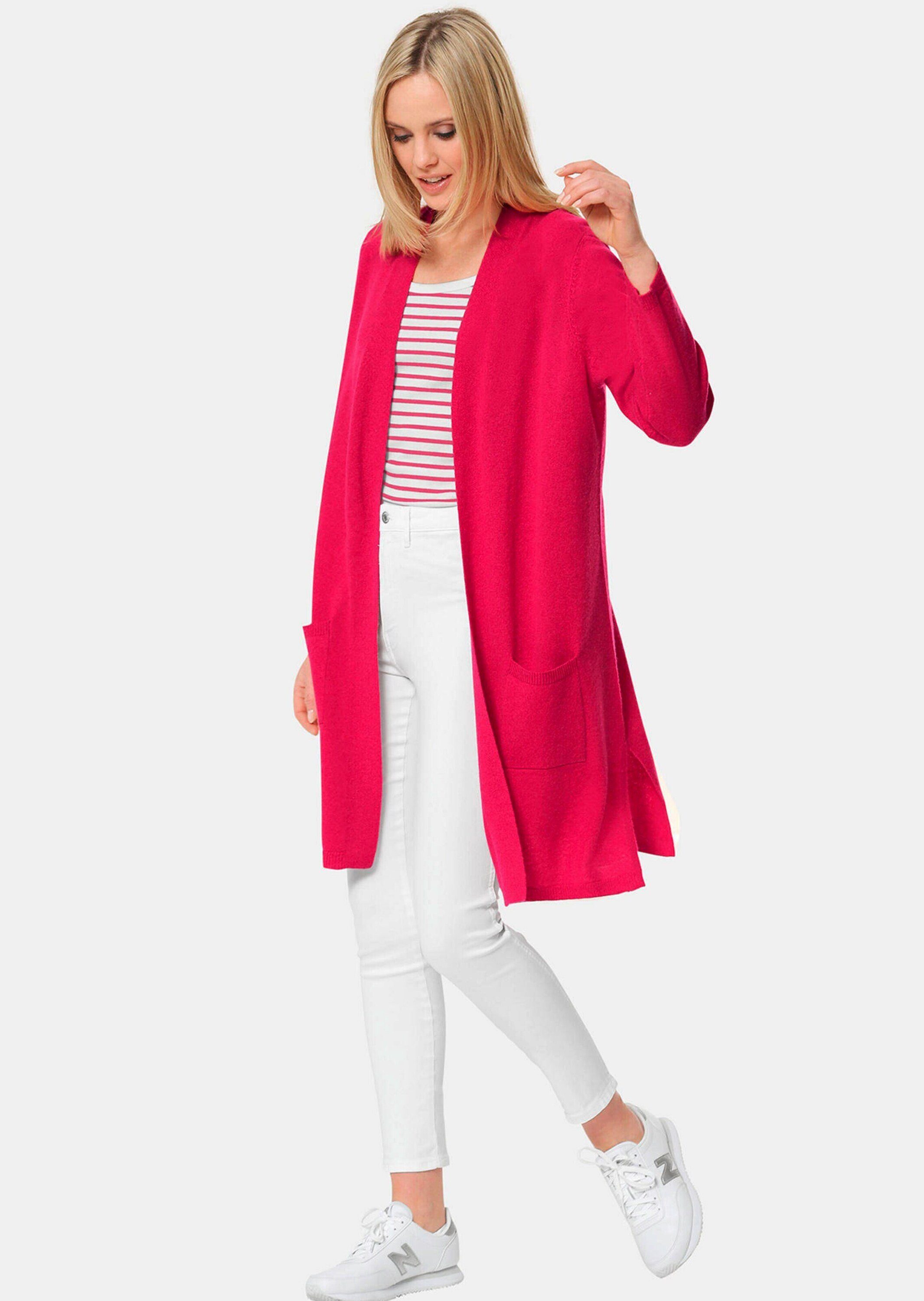 GOLDNER Strickjacke Kurzgröße: Kaschmir-Longstrickjacke mit Schlitzen Individuelles Design mit besonderem Kragen und Stecktaschen – Bild 4 von 5