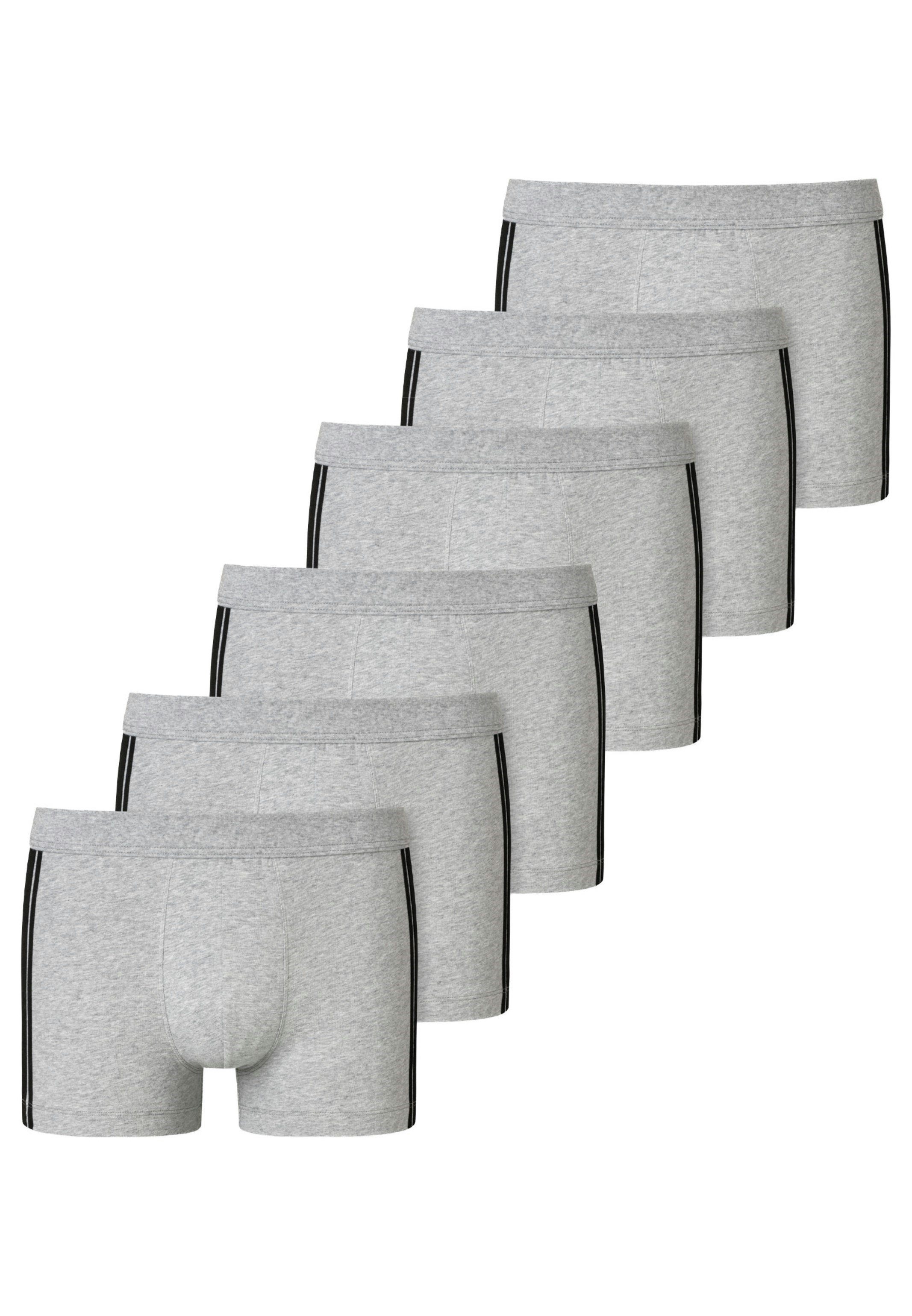 Short Baumwolle - 6-St) 95/5 Grau-Melange - Schiesser Cotton - Retro Eingriff Boxer / Pack (Spar-Set, - - 6er Retro Organic Ohne Stretch Pant