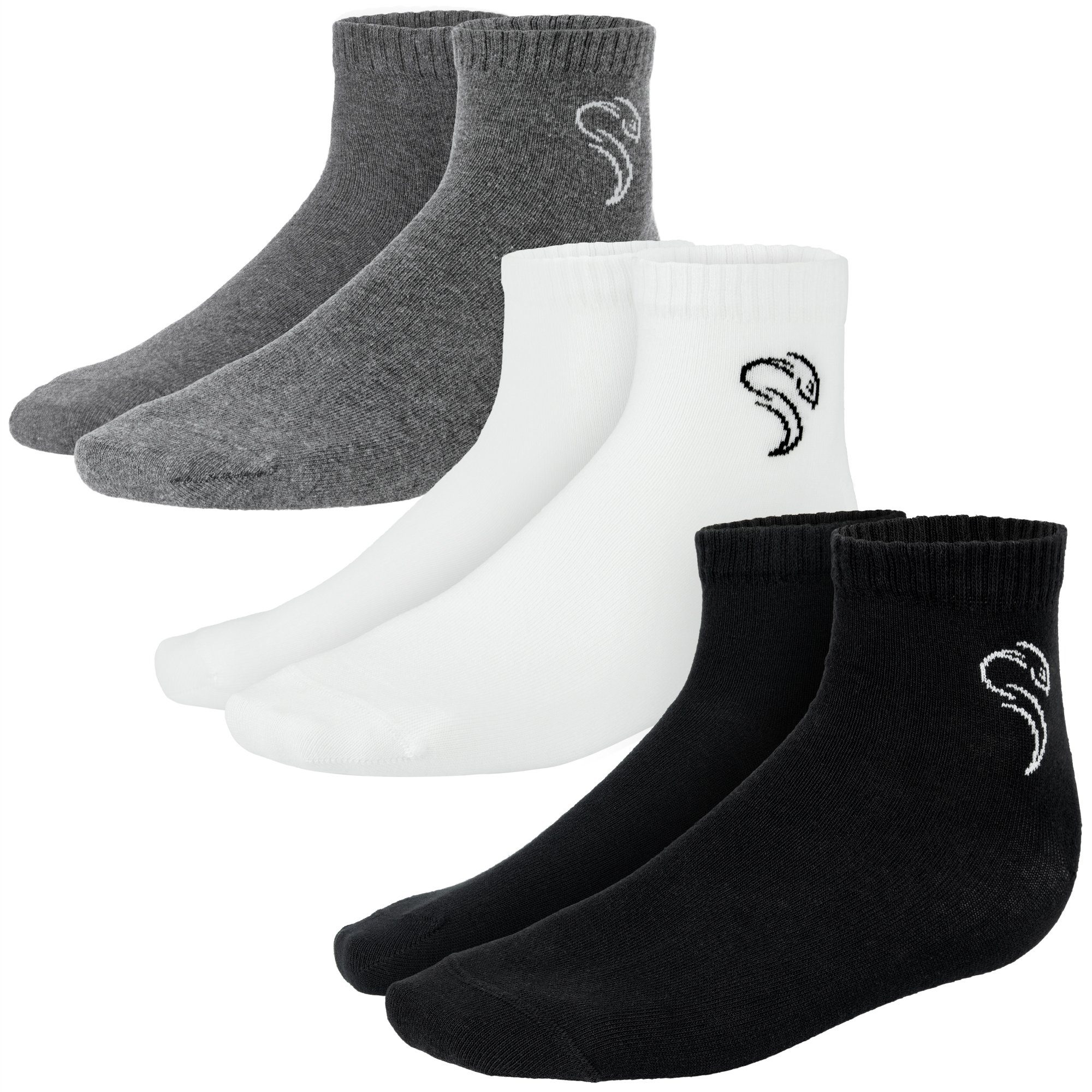 Black Snake Quarter comfort pure schwarz-grau-weiß (3-Paar) Sneakersocken