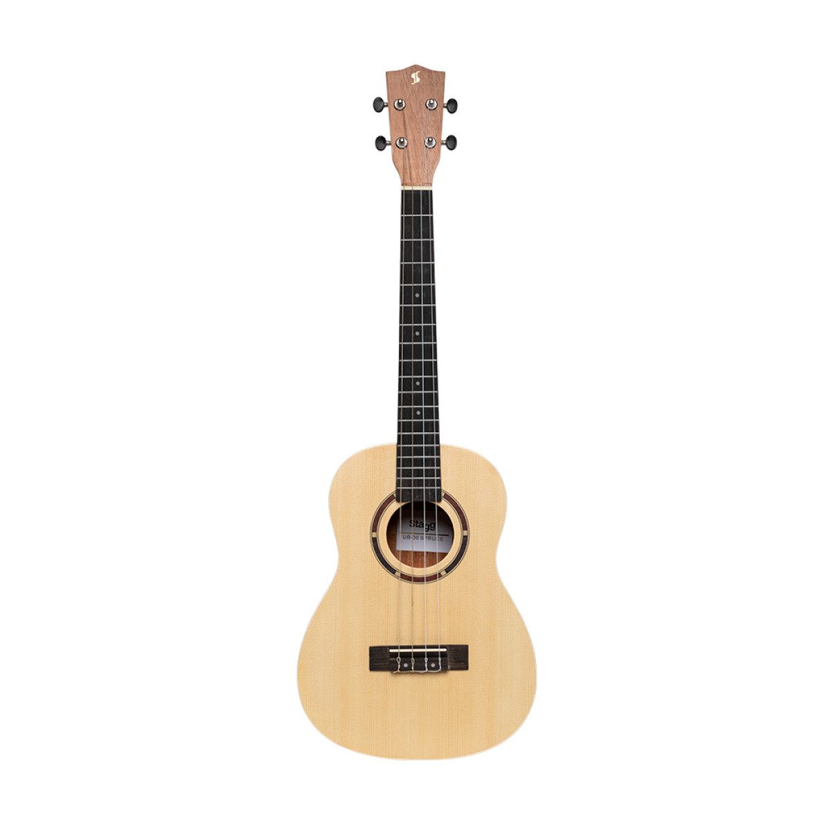 Stagg Ukulele Traditionelle Sopran-Ukulele mit Fichtendecke und schwarzer Nylonta...