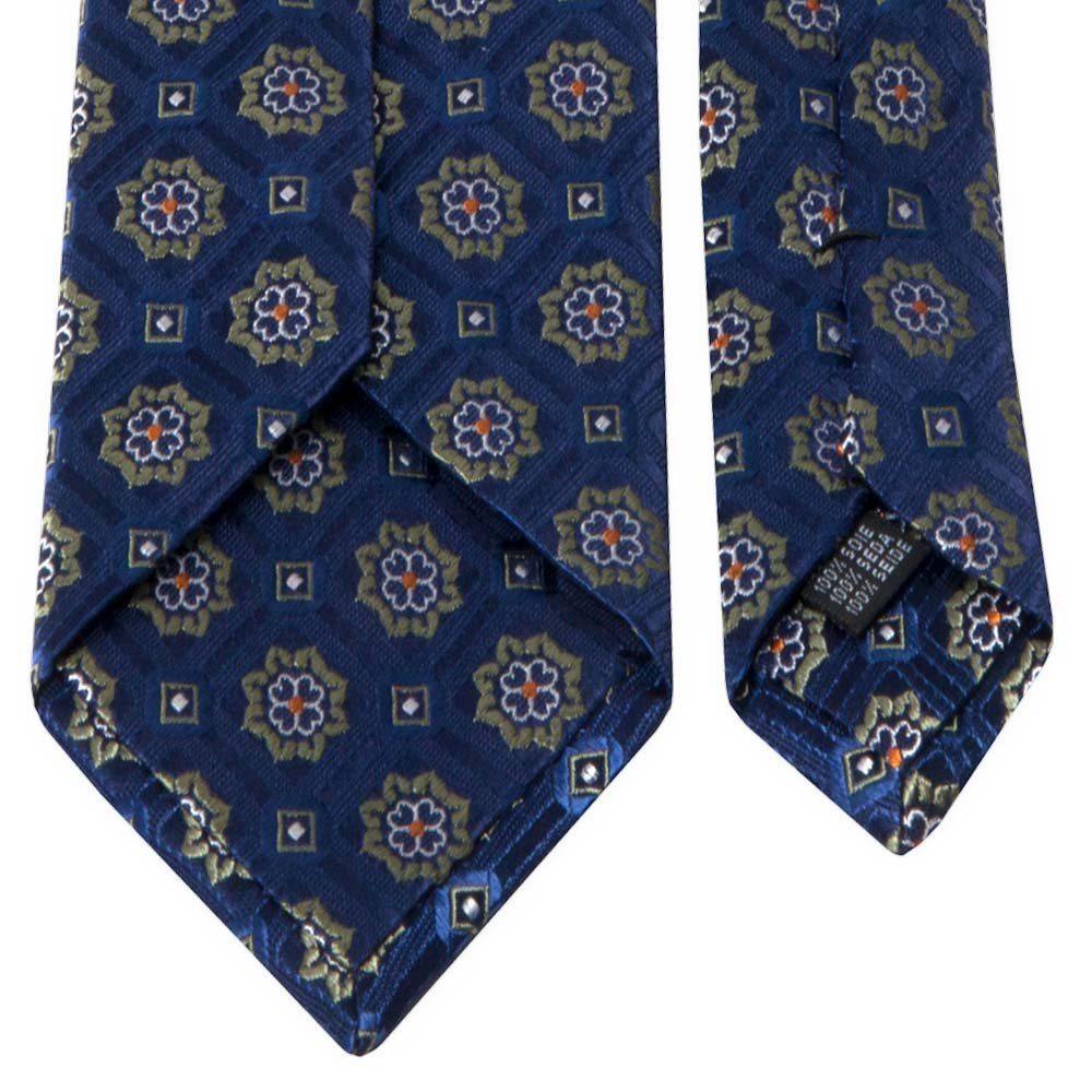 BGENTS mit Seiden-Jacquard Breit geometrischem Muster (8cm) Krawatte Krawatte Dunkelblau/Olive
