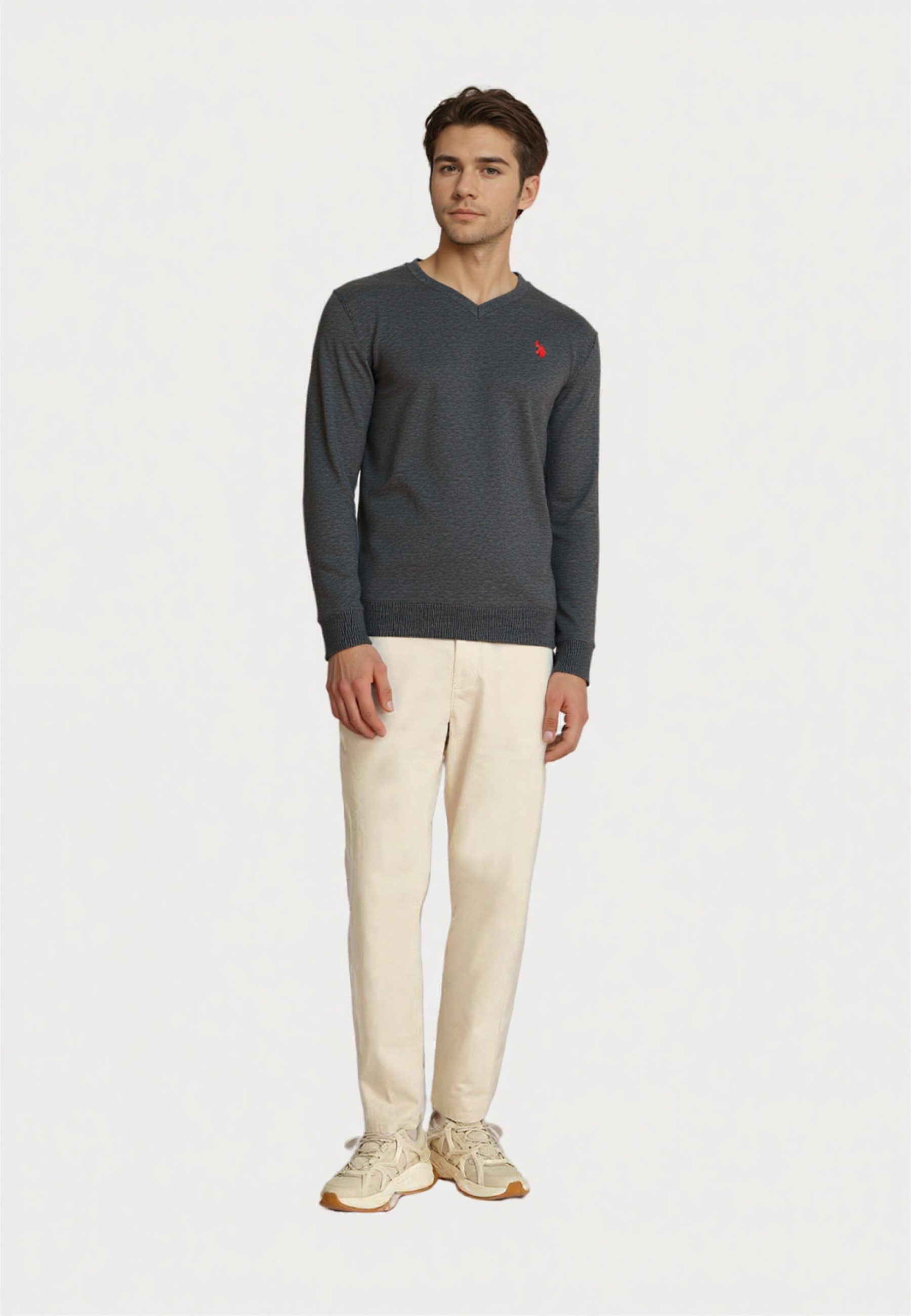 U.S. Polo Assn. Strickpullover Pullover V-Neck Feinstrick (1-tlg) günstig online kaufen