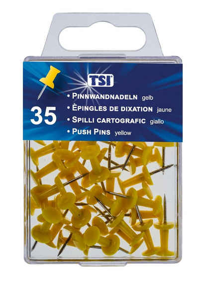 TSI Schreibwaren Pinnwand 35 Pinnwandnadeln / Farbe: gelb