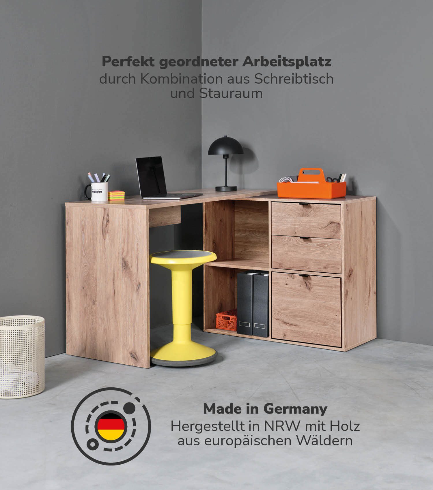 mokebo Eckschreibtisch Der Produktive (mit 2 günstig online kaufen