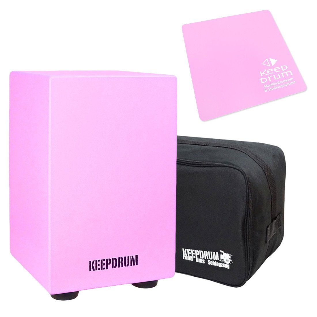 keepdrum Cajon keepdrum Junior Cajon Pink mit Tasche mit Sitzpad Pink,mit Tasche und Sitzpad Pink, Bundle