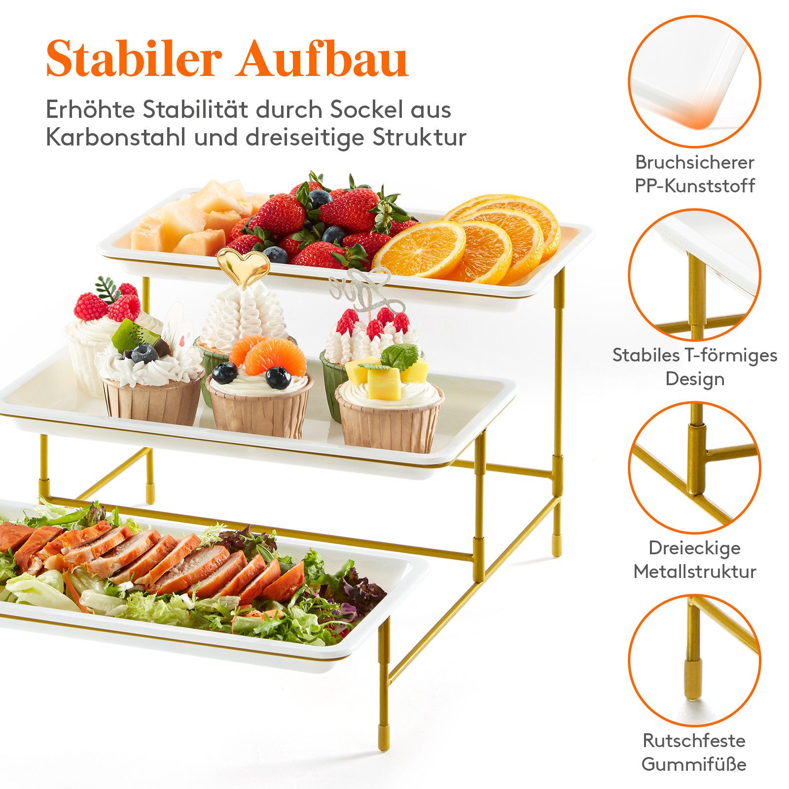 Lifewit Tortenständer 3-stufiges Serviertablett für Partyzubehör – Bild 4 von 5