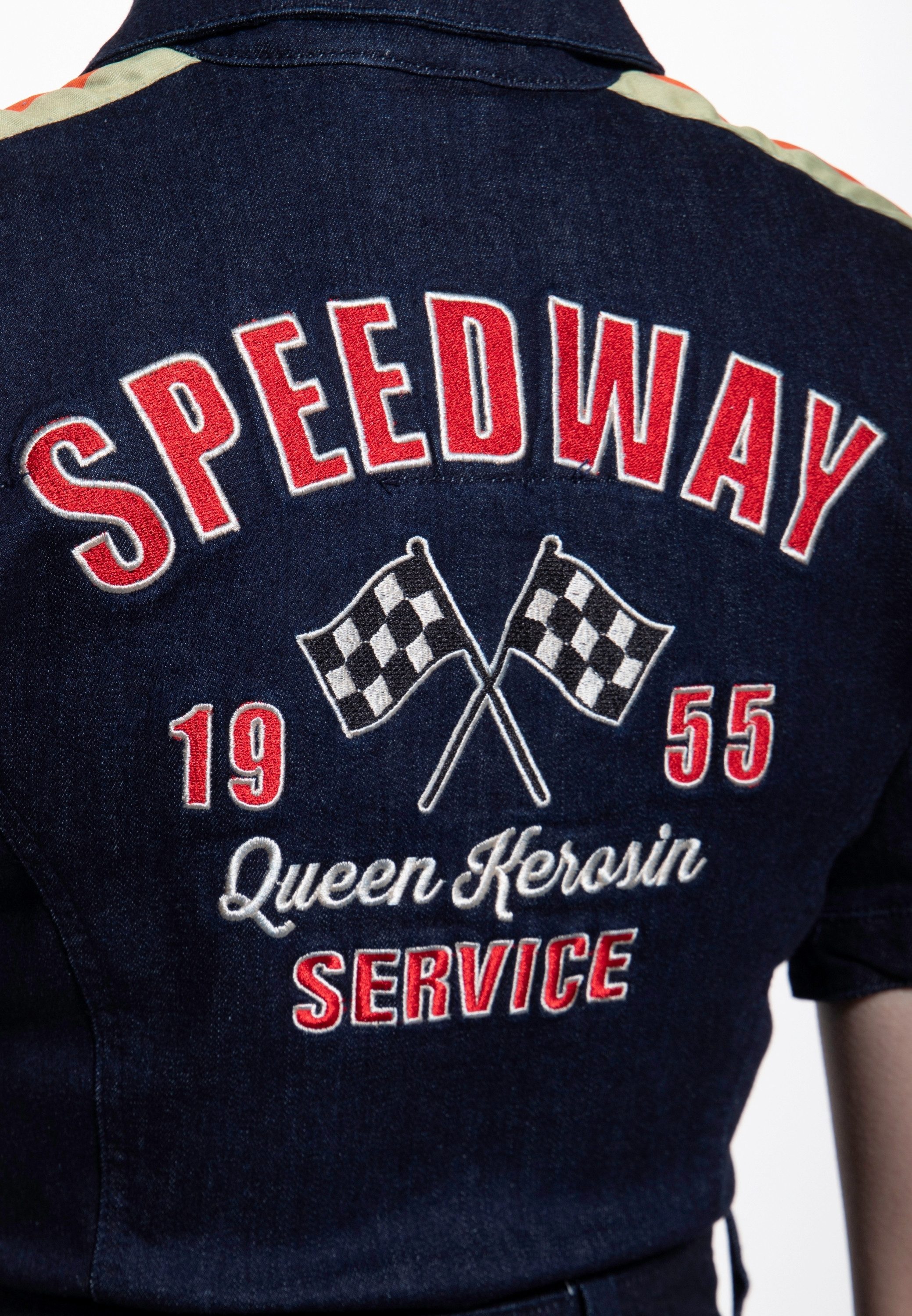 QueenKerosin Overall Speedway Service mit Rückenstickerei