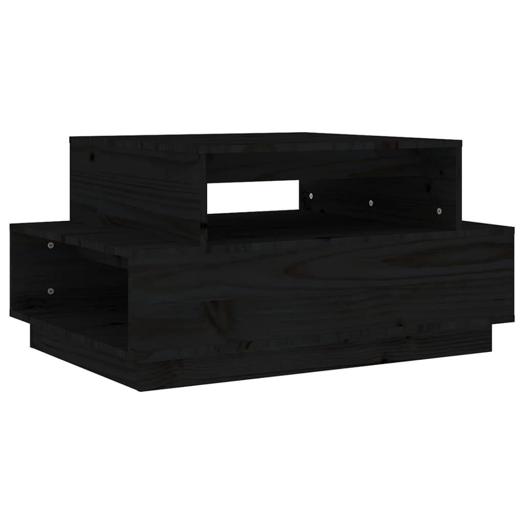 Couchtisch Couchtisch Schwarz 80x55x40,5 cm Massivholz Kiefer