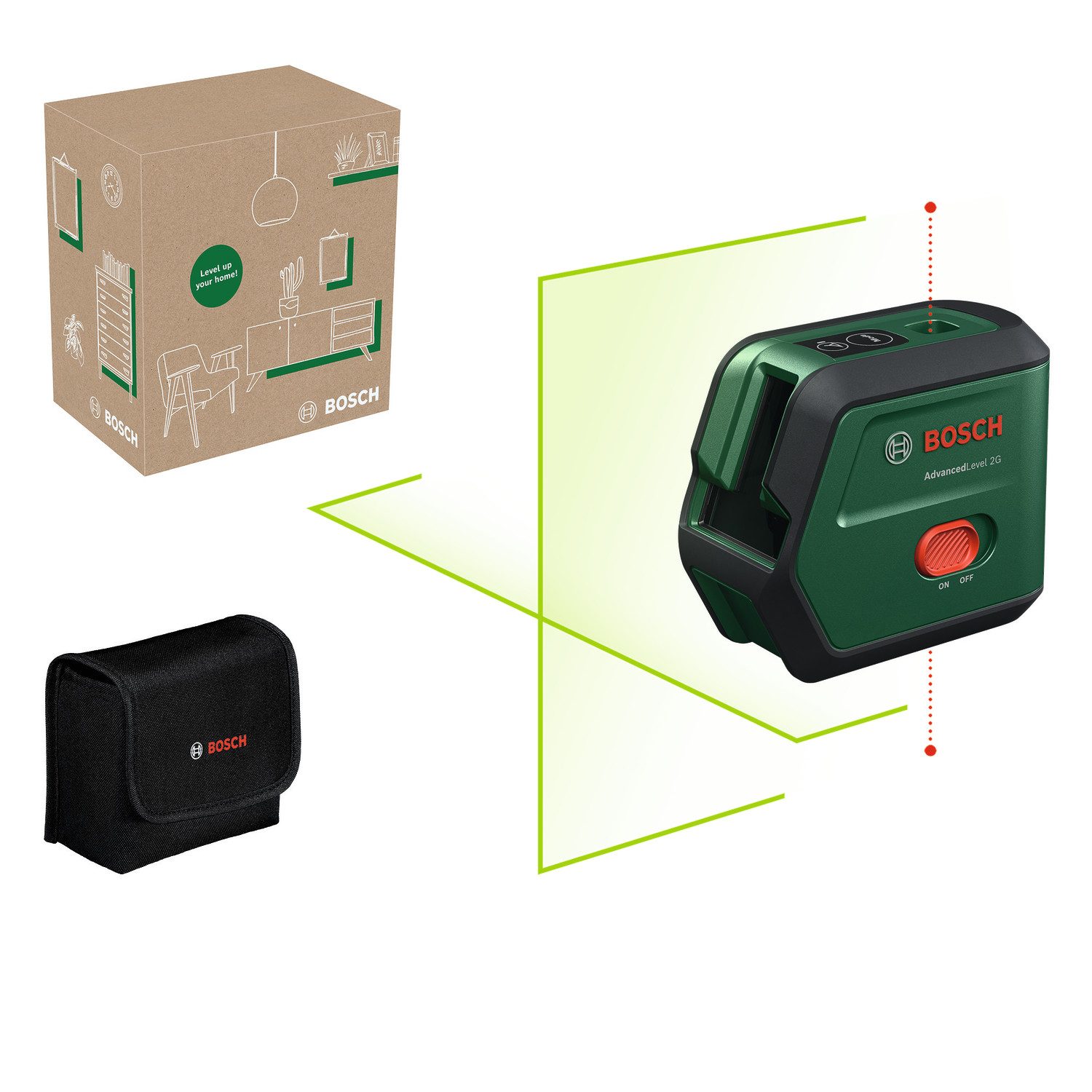 Bosch Home & Garden Kreuzlinienlaser AdvancedLevel 2G, mit Lotfunktion