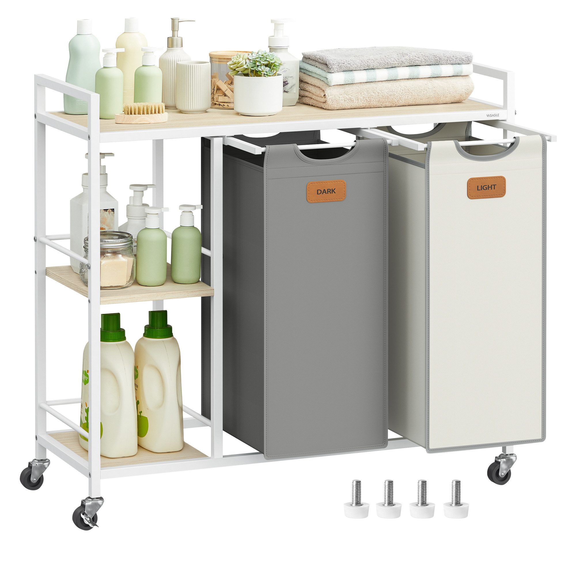 VASAGLE Wäschekorb, Wäschesortierer, Wäschekorb auf Rollen, Wäschesammler 1 günstig online kaufen